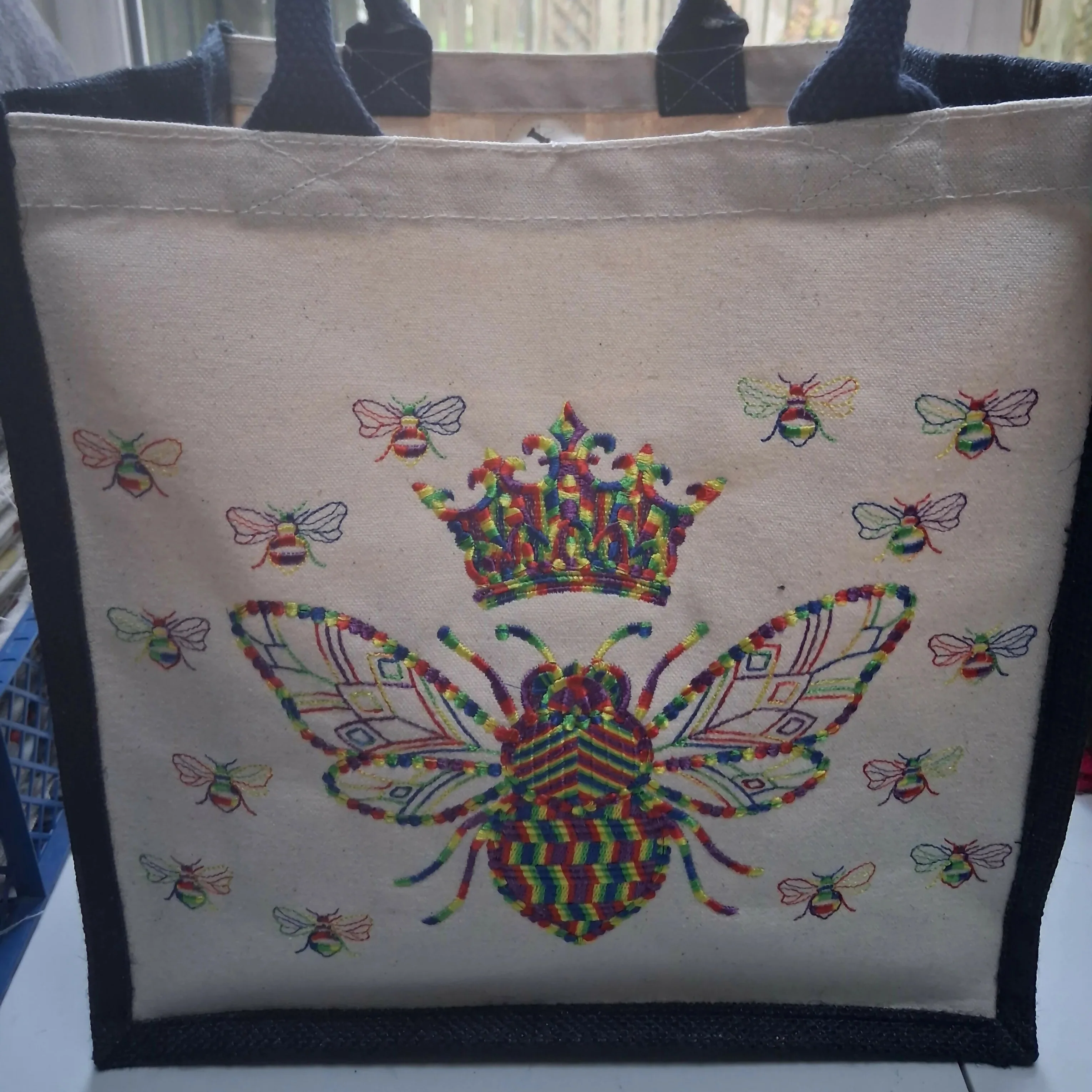 Embroidered Hessian Tote Shopper