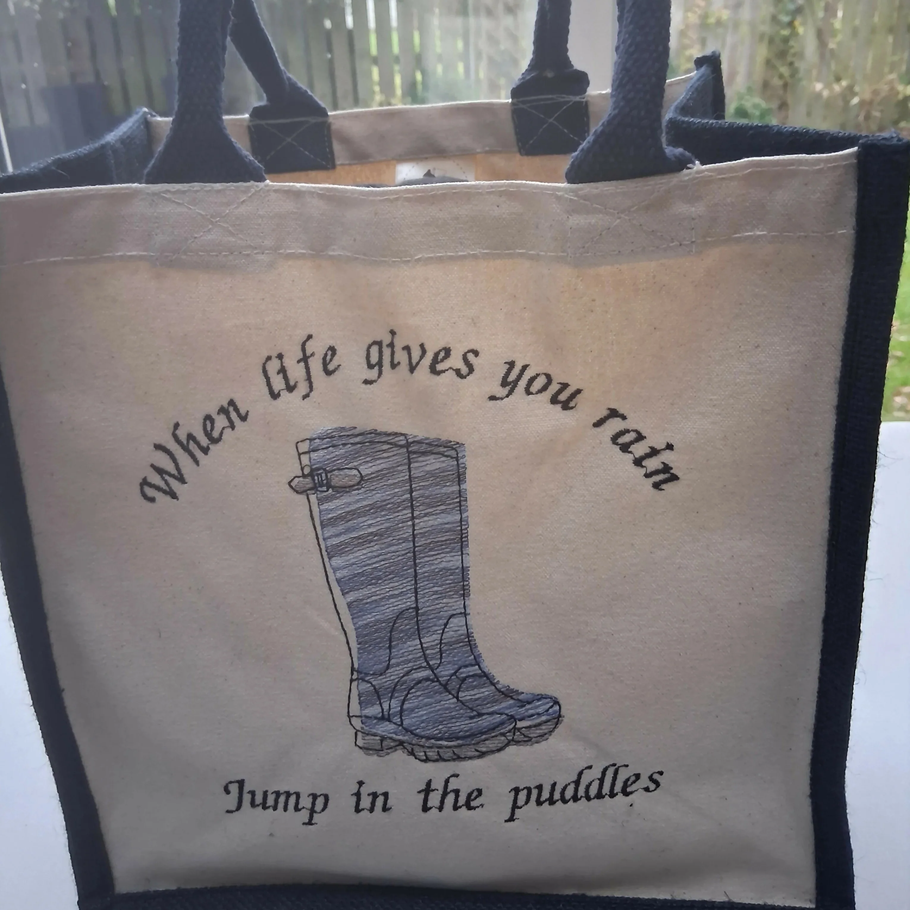 Embroidered Hessian Tote Shopper