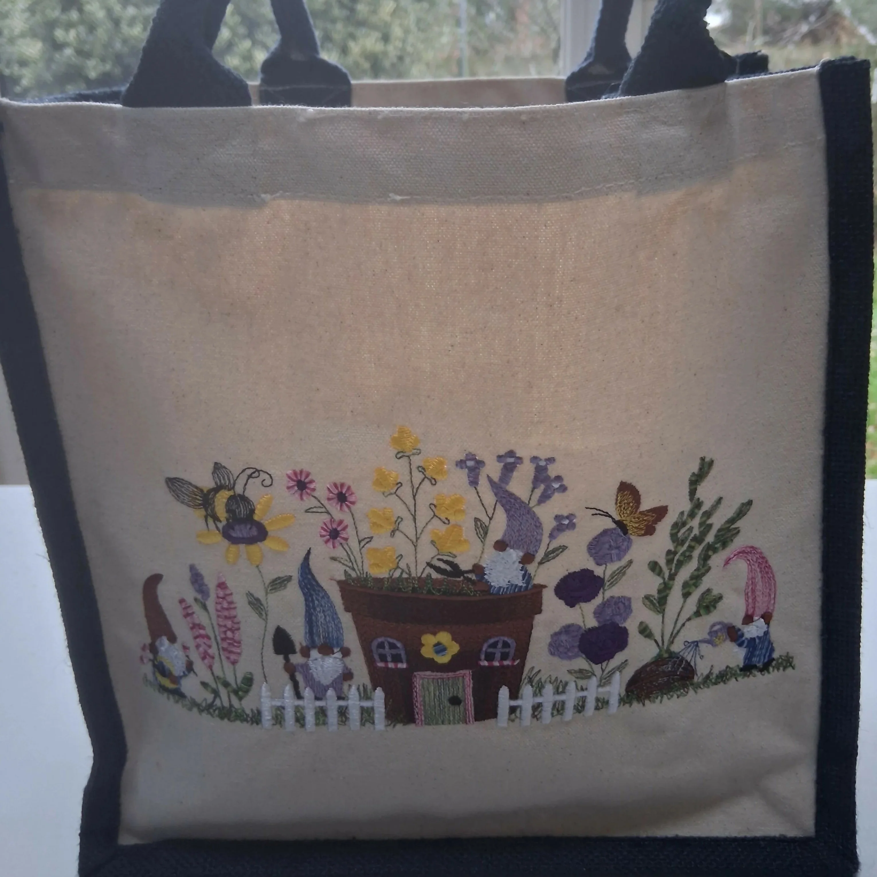Embroidered Hessian Tote Shopper