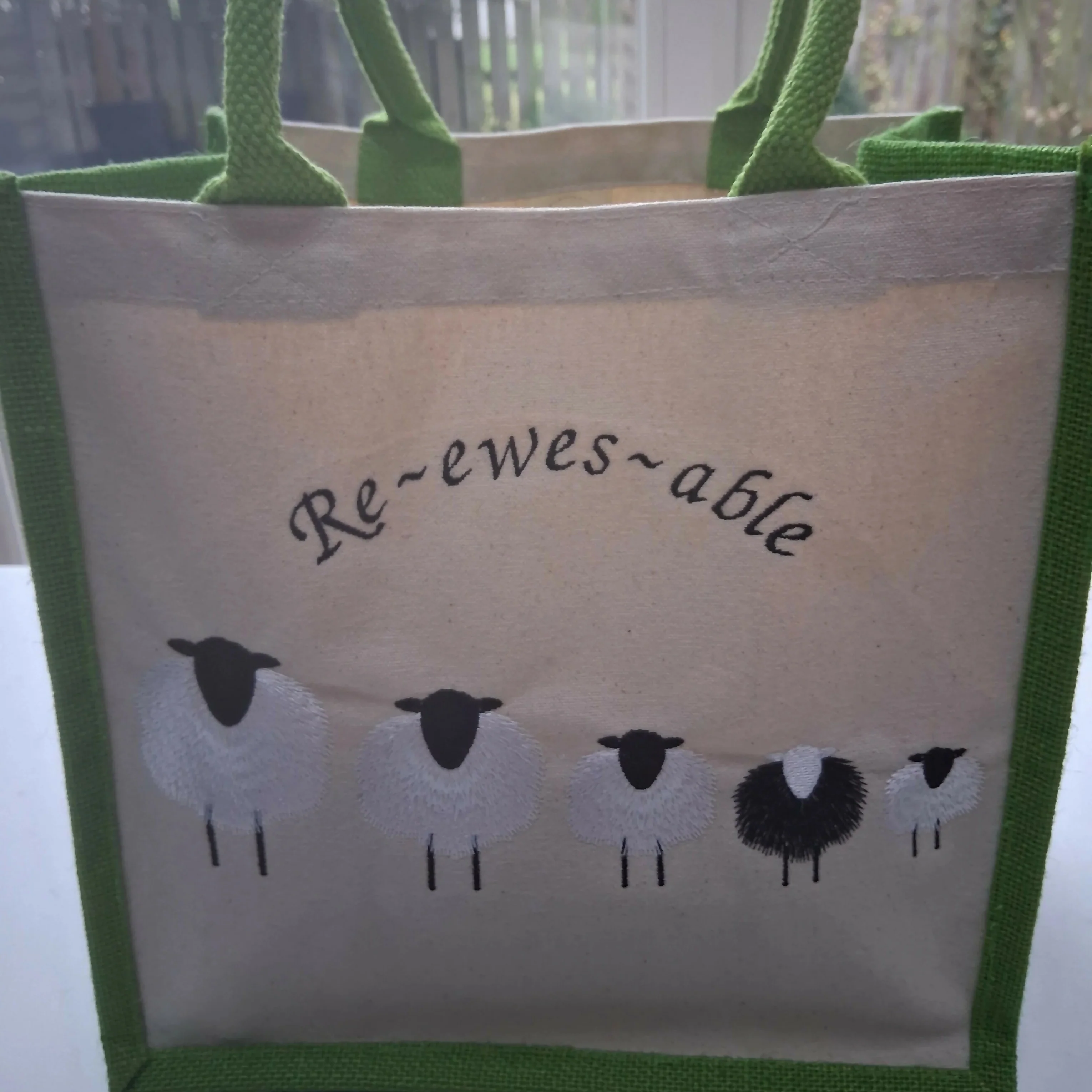 Embroidered Hessian Tote Shopper