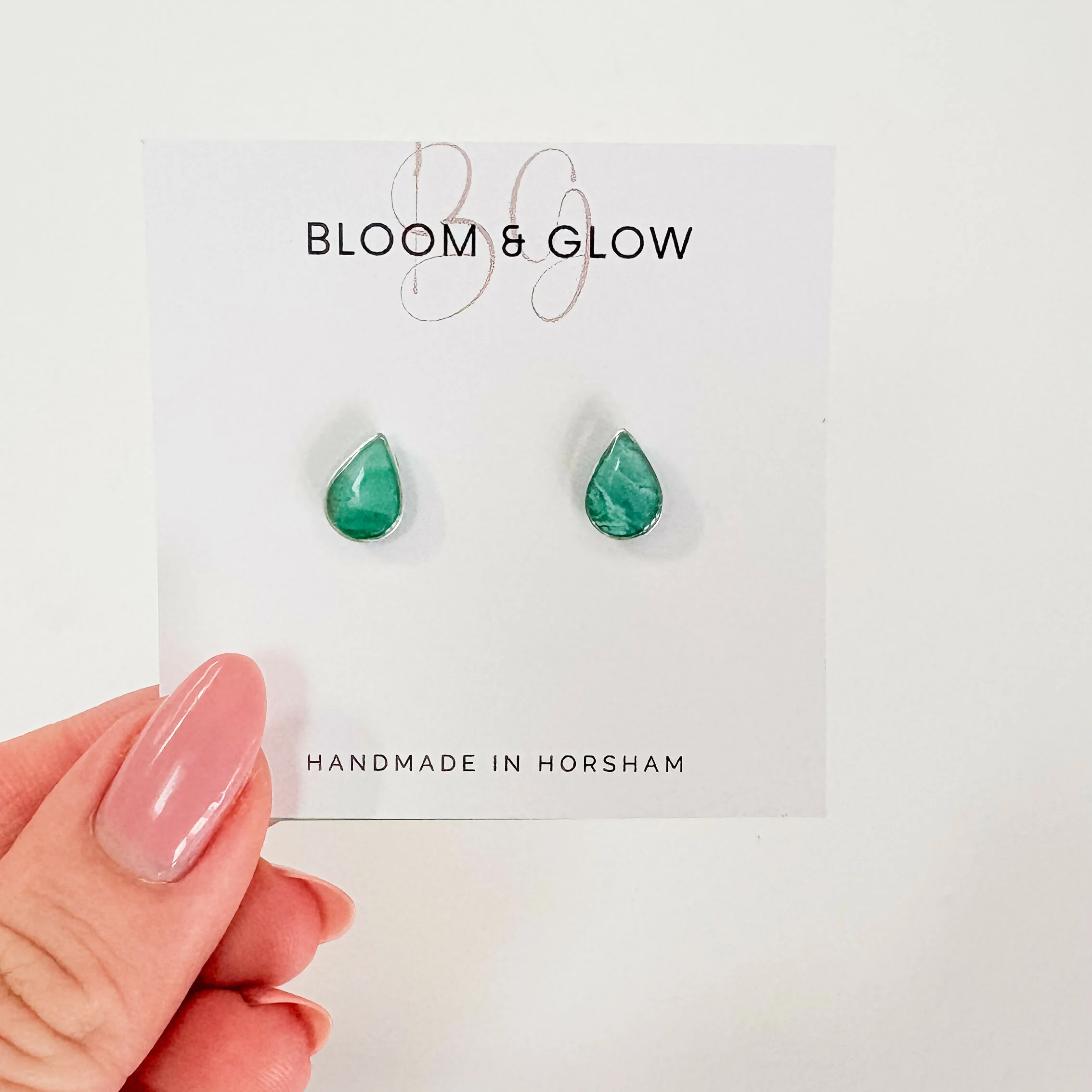 Emerald Crystal Effect Stud Earrings - Image 9