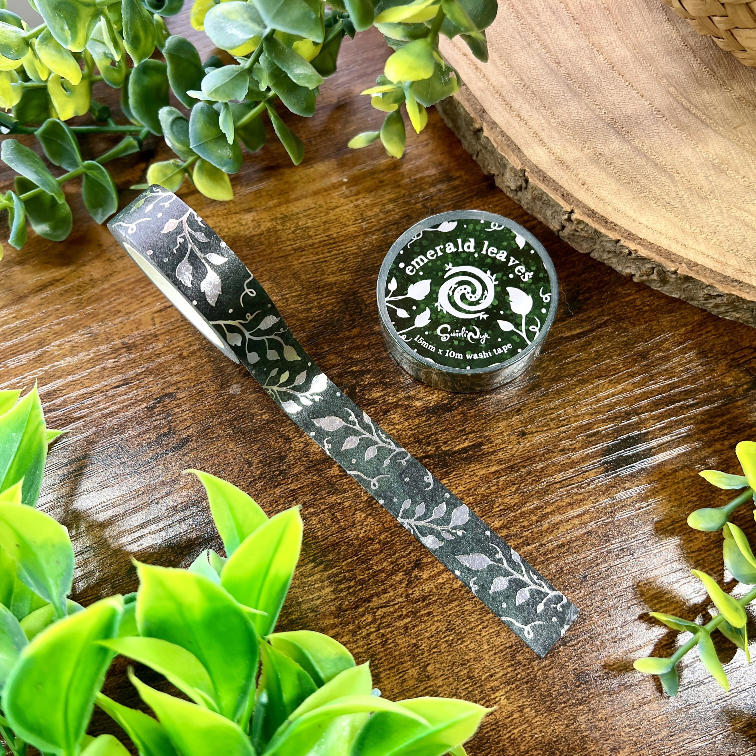 Emerald Leaves Foil Washi Tape