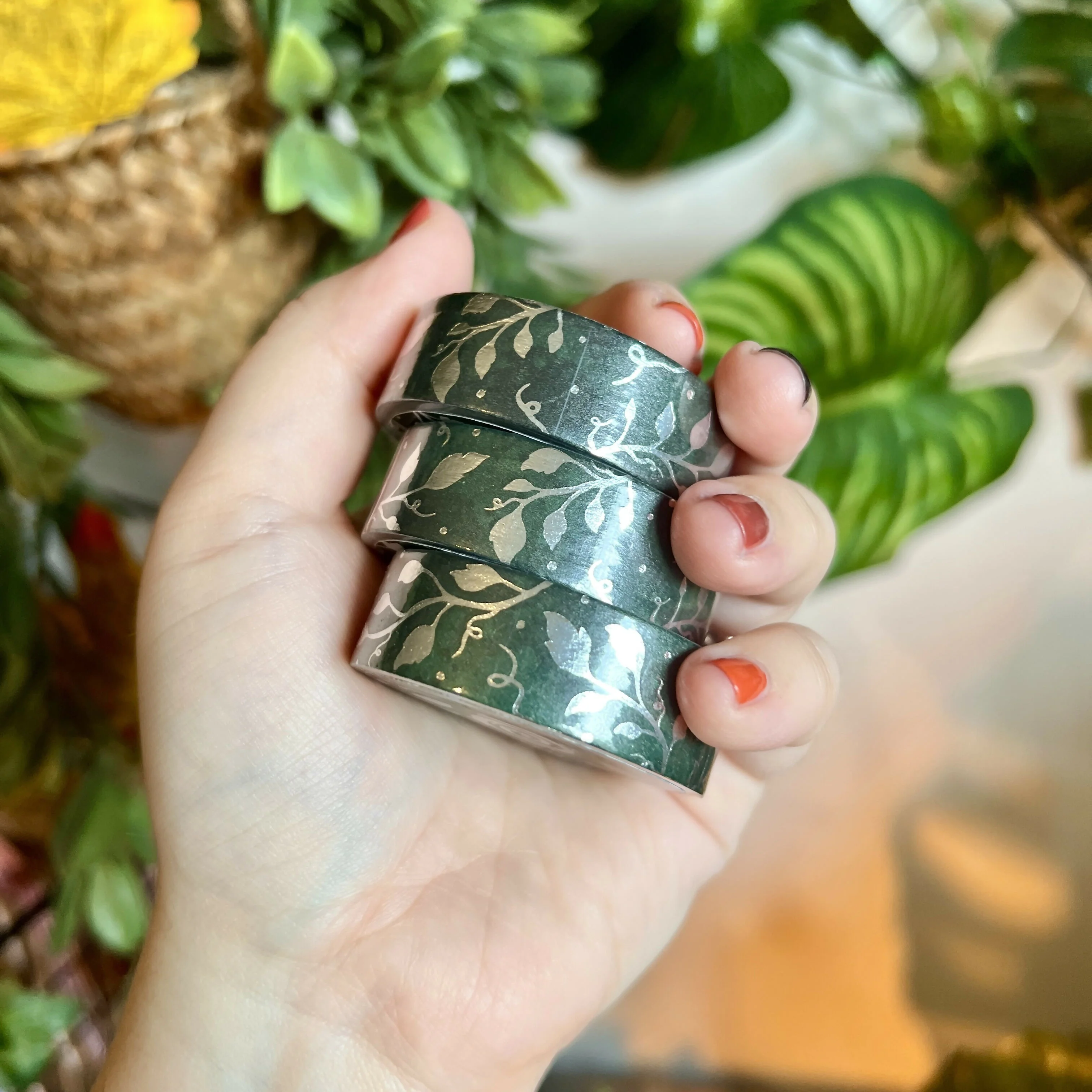 Emerald Leaves Foil Washi Tape - Image 3