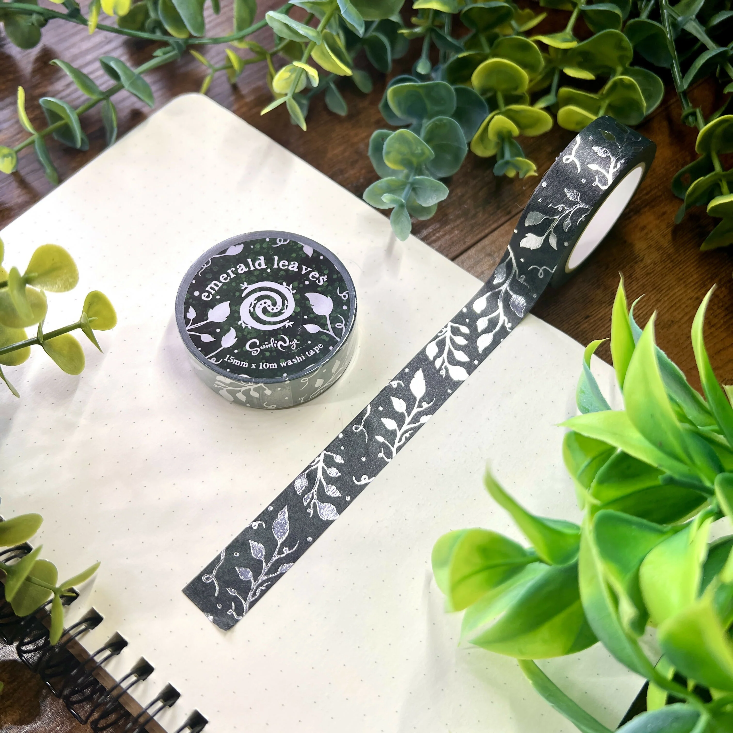 Emerald Leaves Foil Washi Tape - Image 4