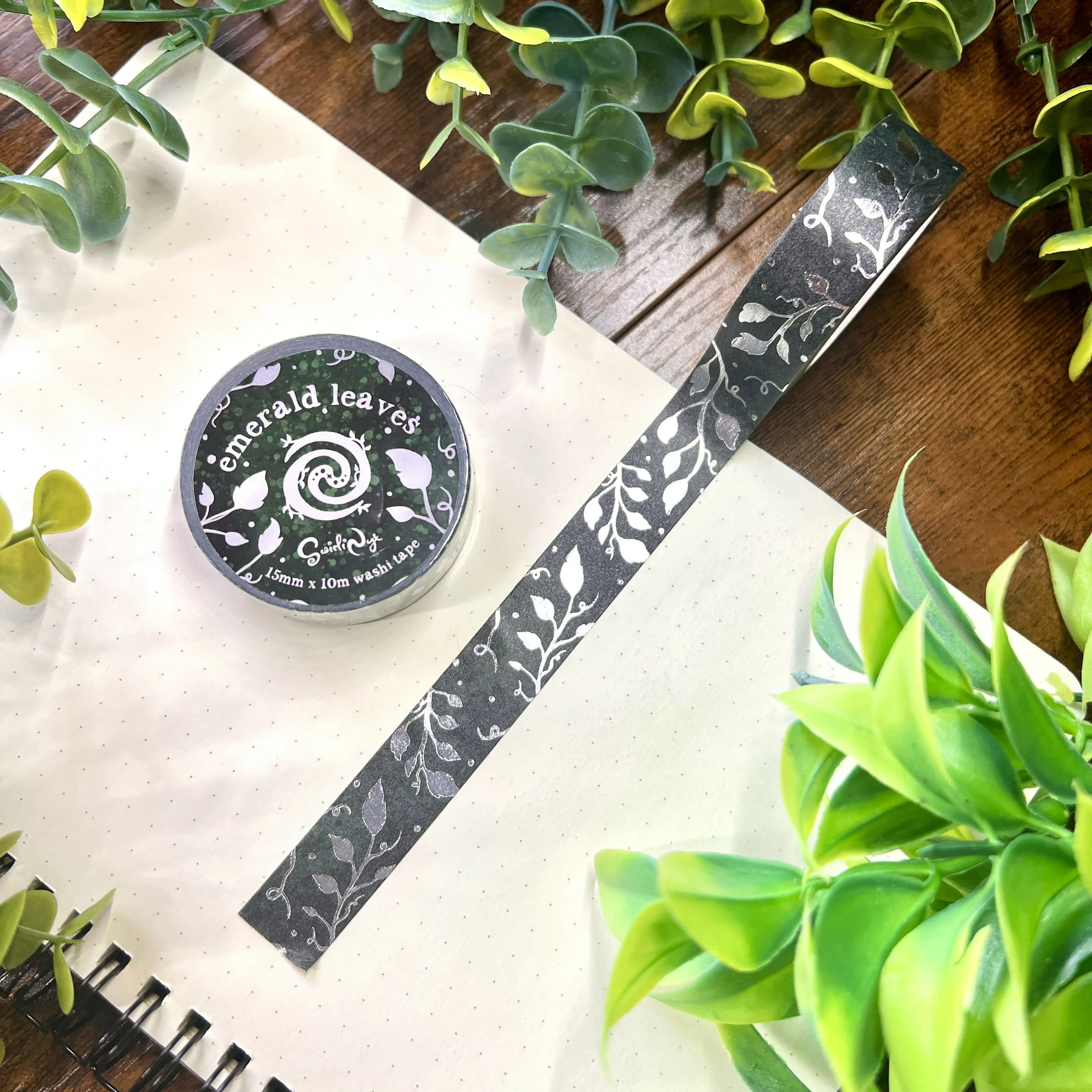Emerald Leaves Foil Washi Tape - Image 5