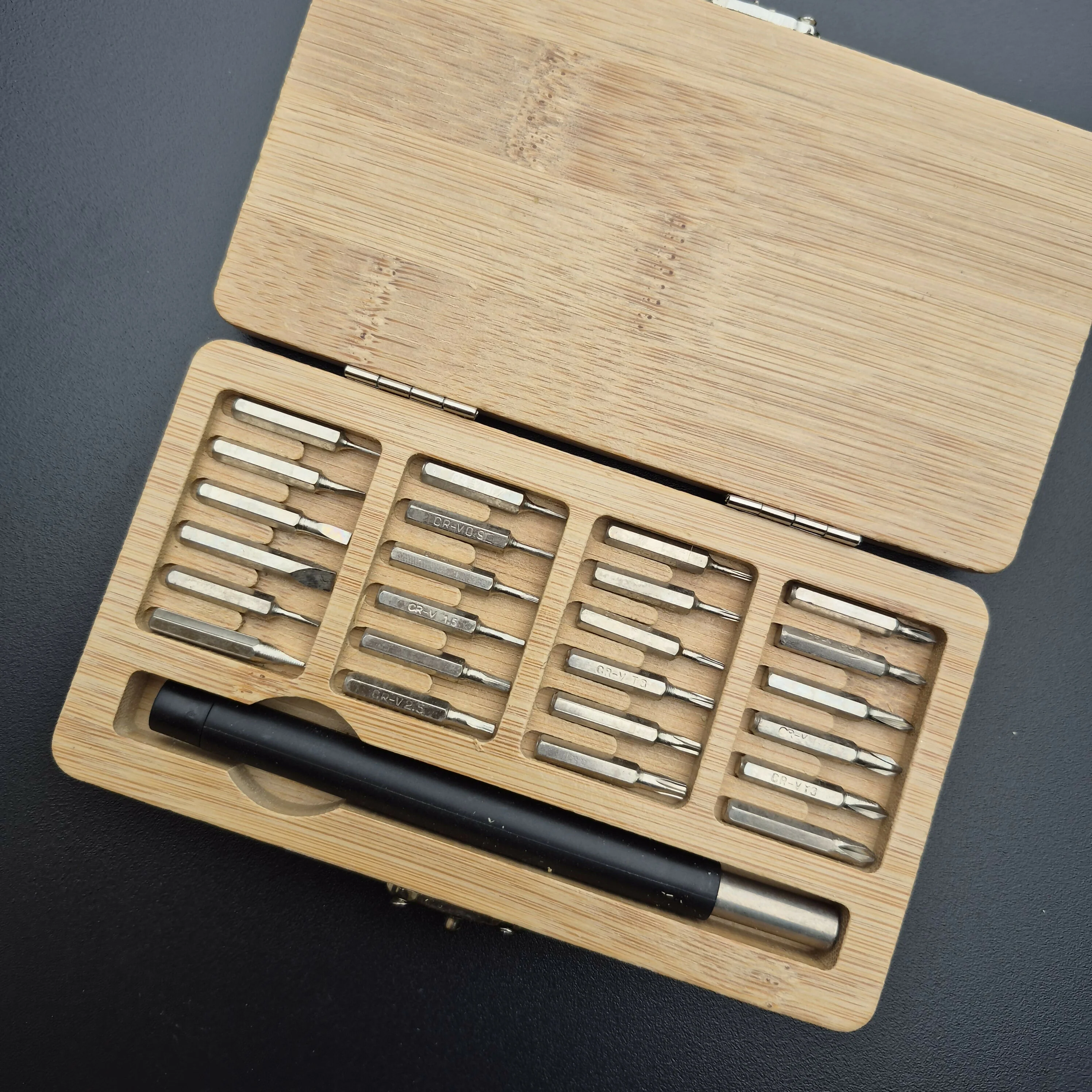 Engraved Bamboo Wood Tool Set – 24-in-1 Precision Screwdriver Kit with Interchangeable Bits - Grandad - Image 4