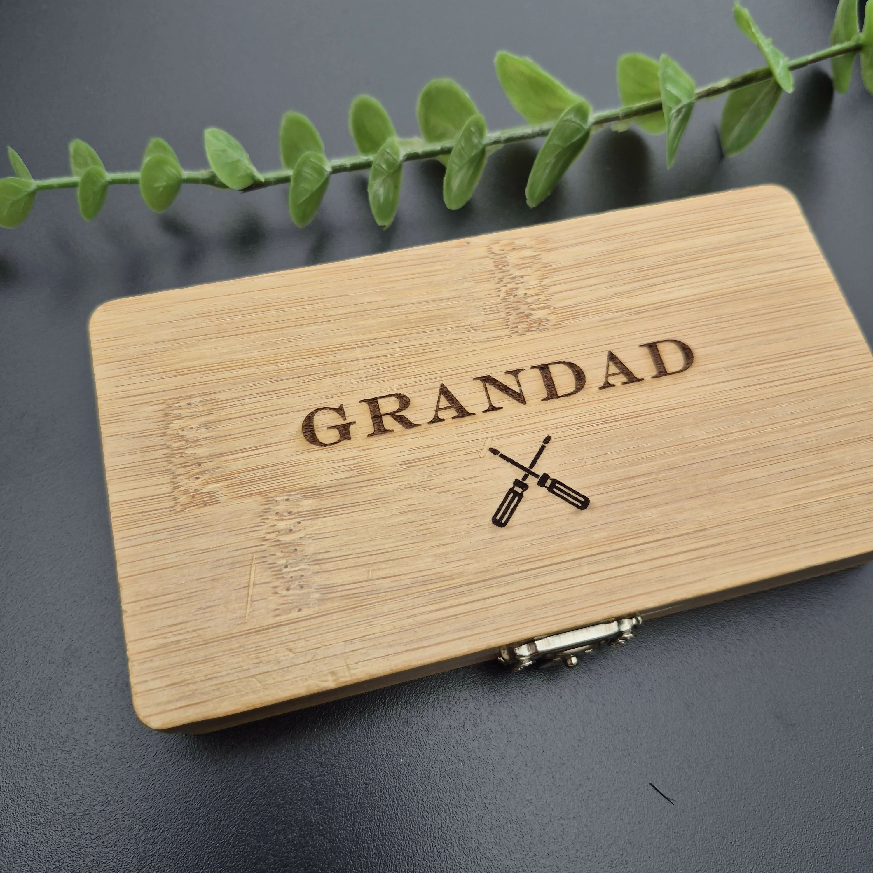 Engraved Bamboo Wood Tool Set – 24-in-1 Precision Screwdriver Kit with Interchangeable Bits - Grandad - Image 6