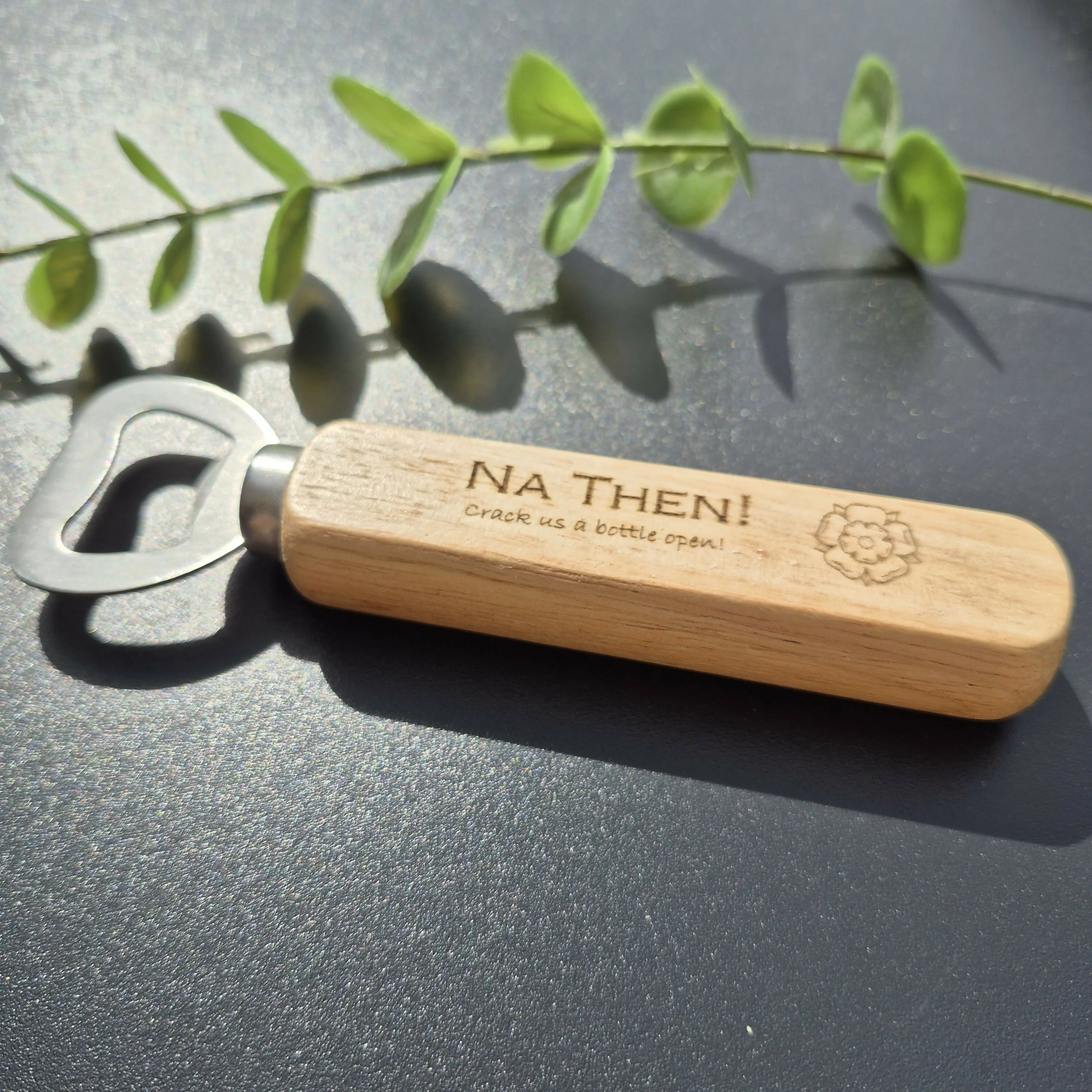 Engraved Wooden Bottle Opener – Rustic Bar Tool with Funny Sayings - Nah Then - Image 3