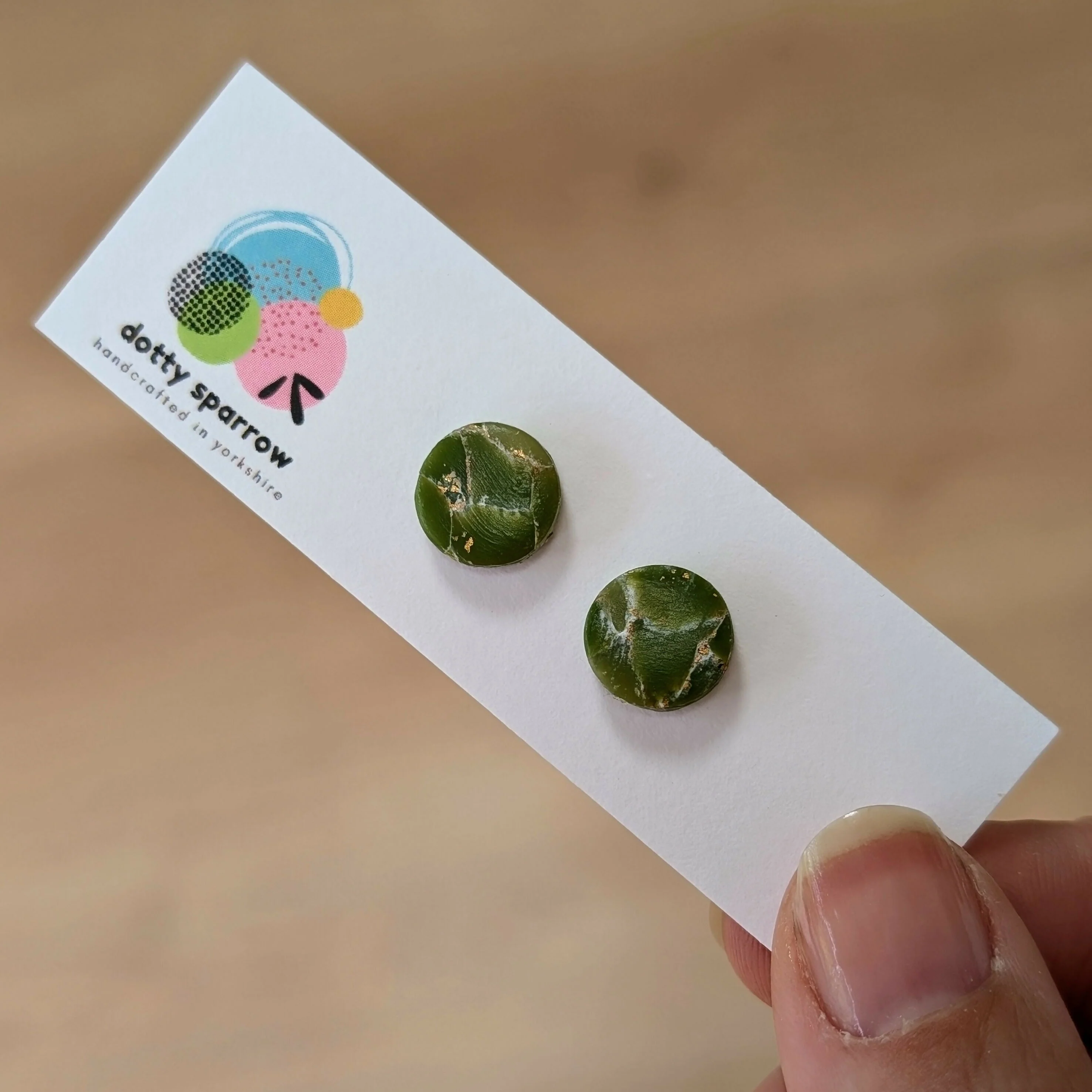 Faux Stone Handmade Polymer Clay Stud Earrings - Image 4