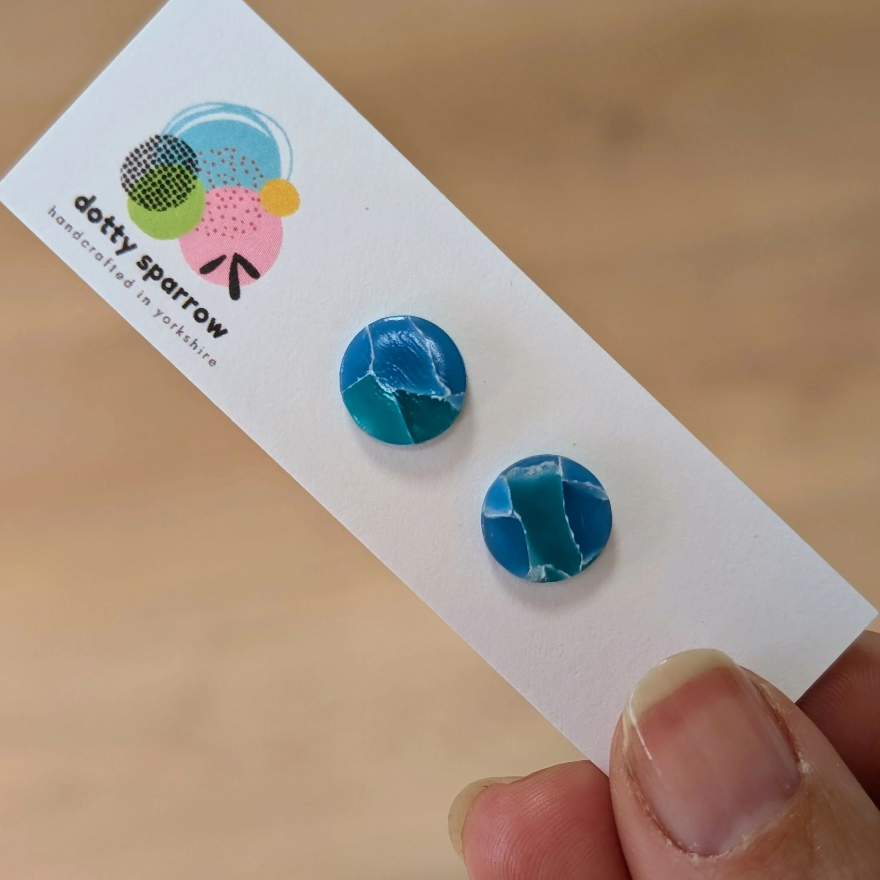 Faux Stone Handmade Polymer Clay Stud Earrings - Image 5