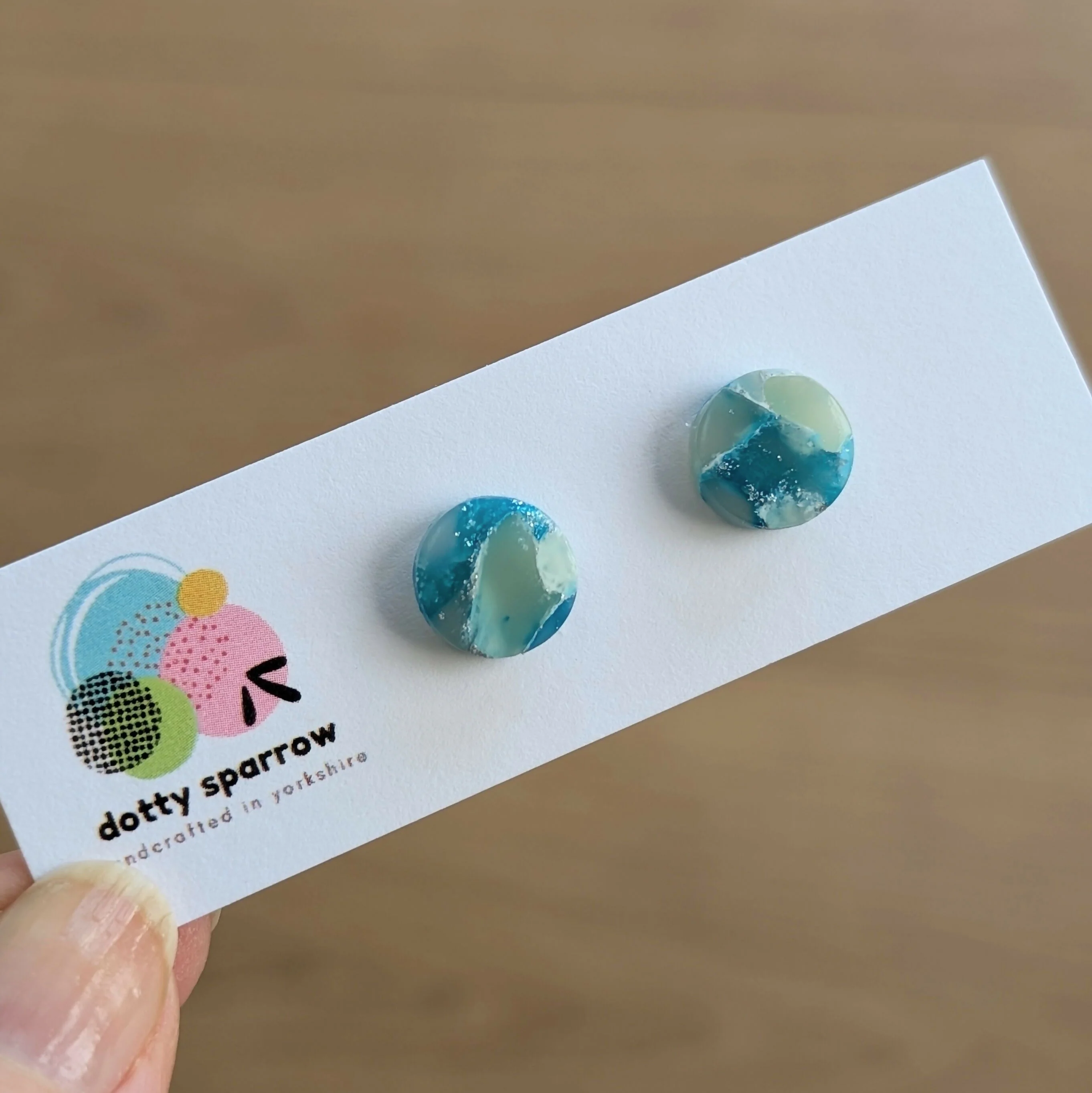 Faux Stone Handmade Polymer Clay Stud Earrings - Image 6