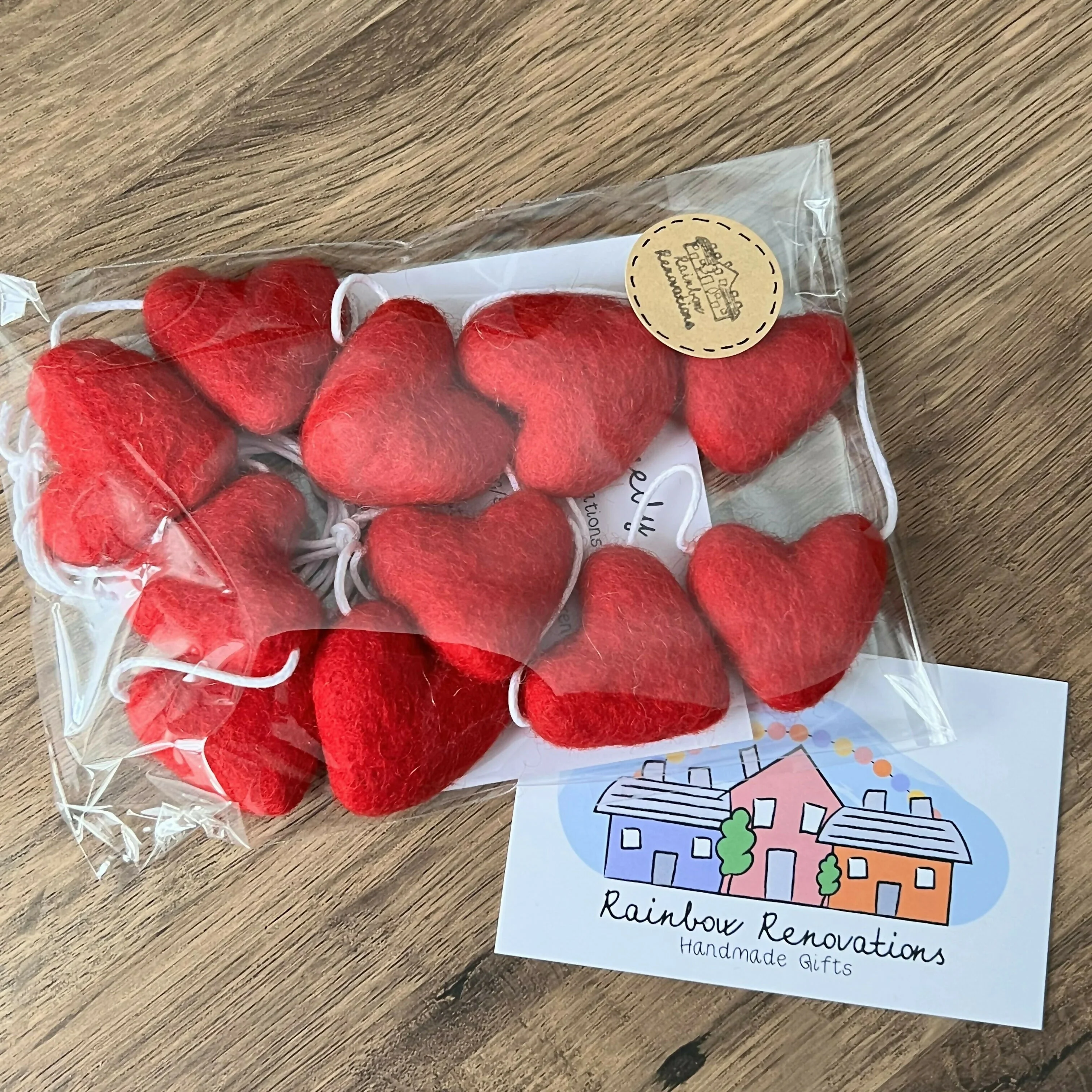 Felted Red Heart Garland