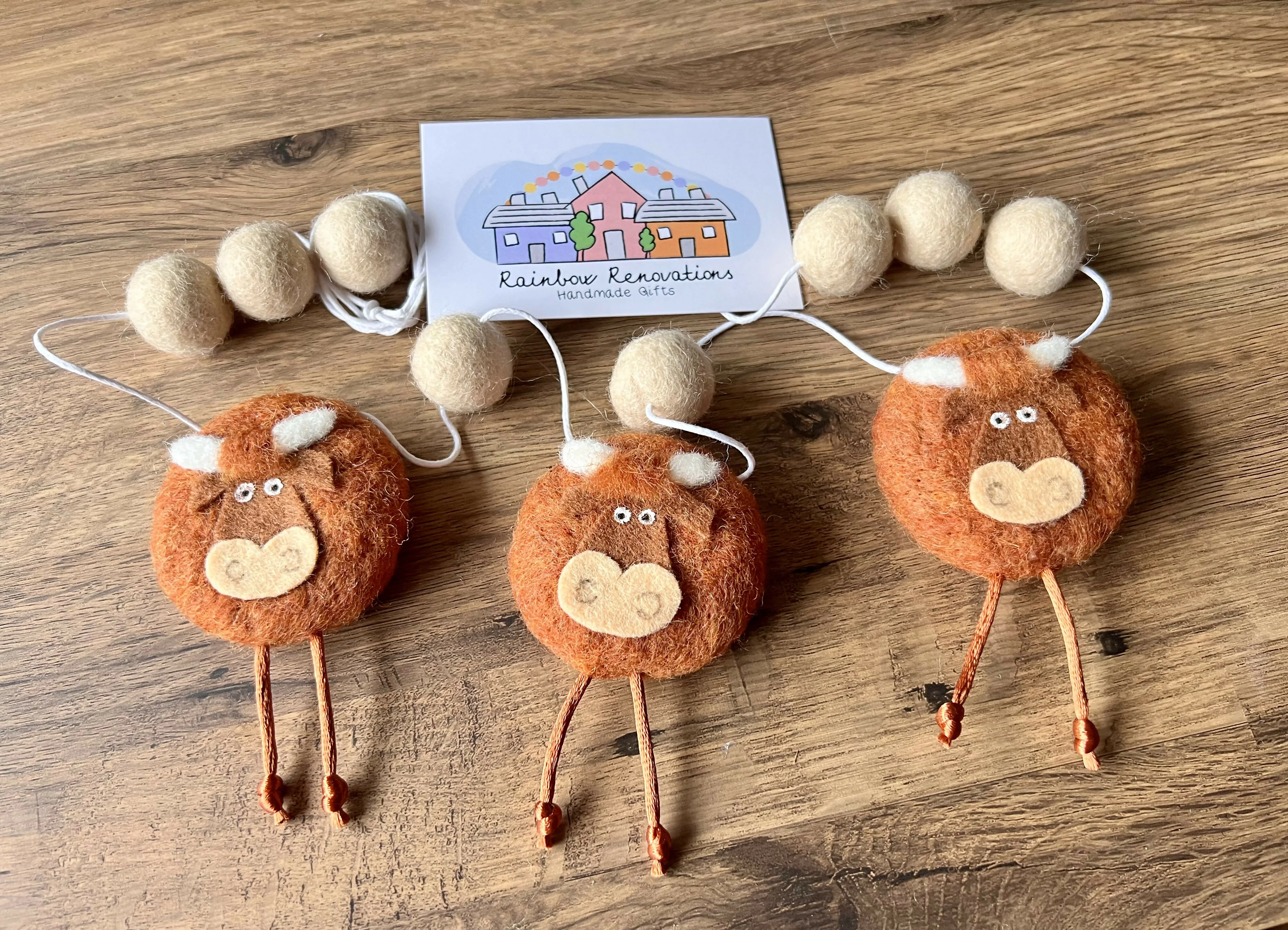 Felted Highland Cow Garland - Image 5