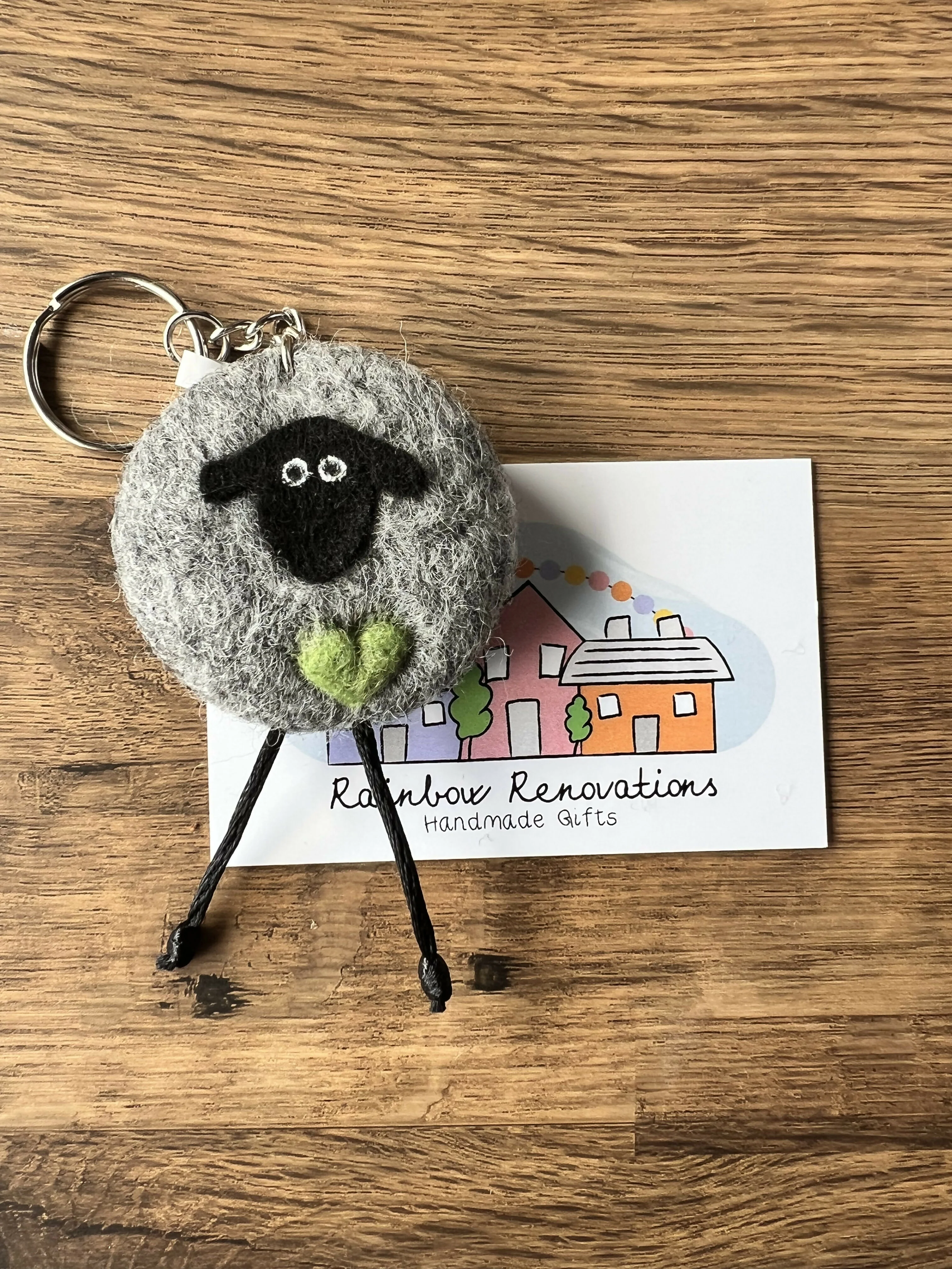 Felted Sheep with Heart Keyring - Image 10