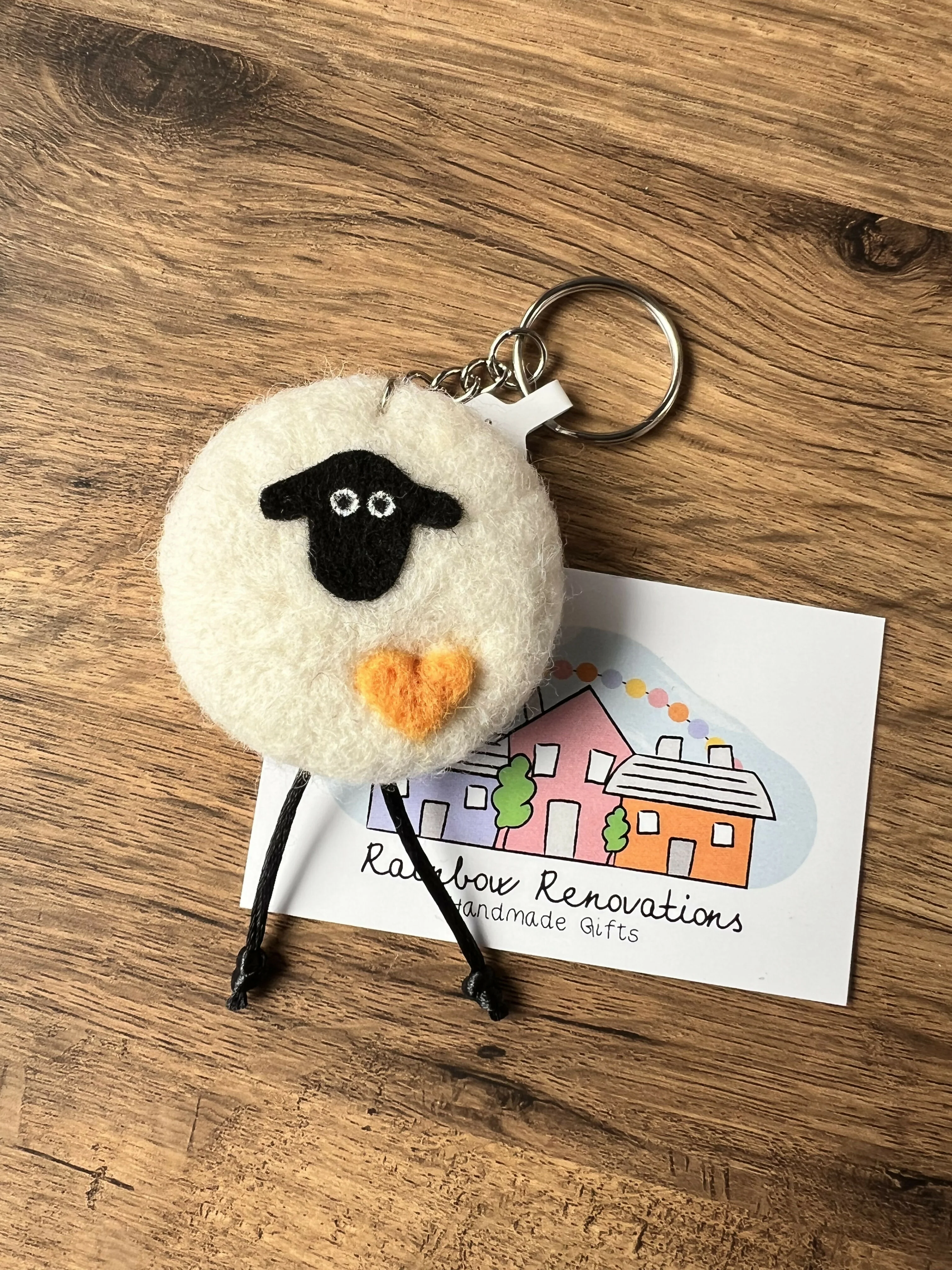 Felted Sheep with Heart Keyring - Image 11