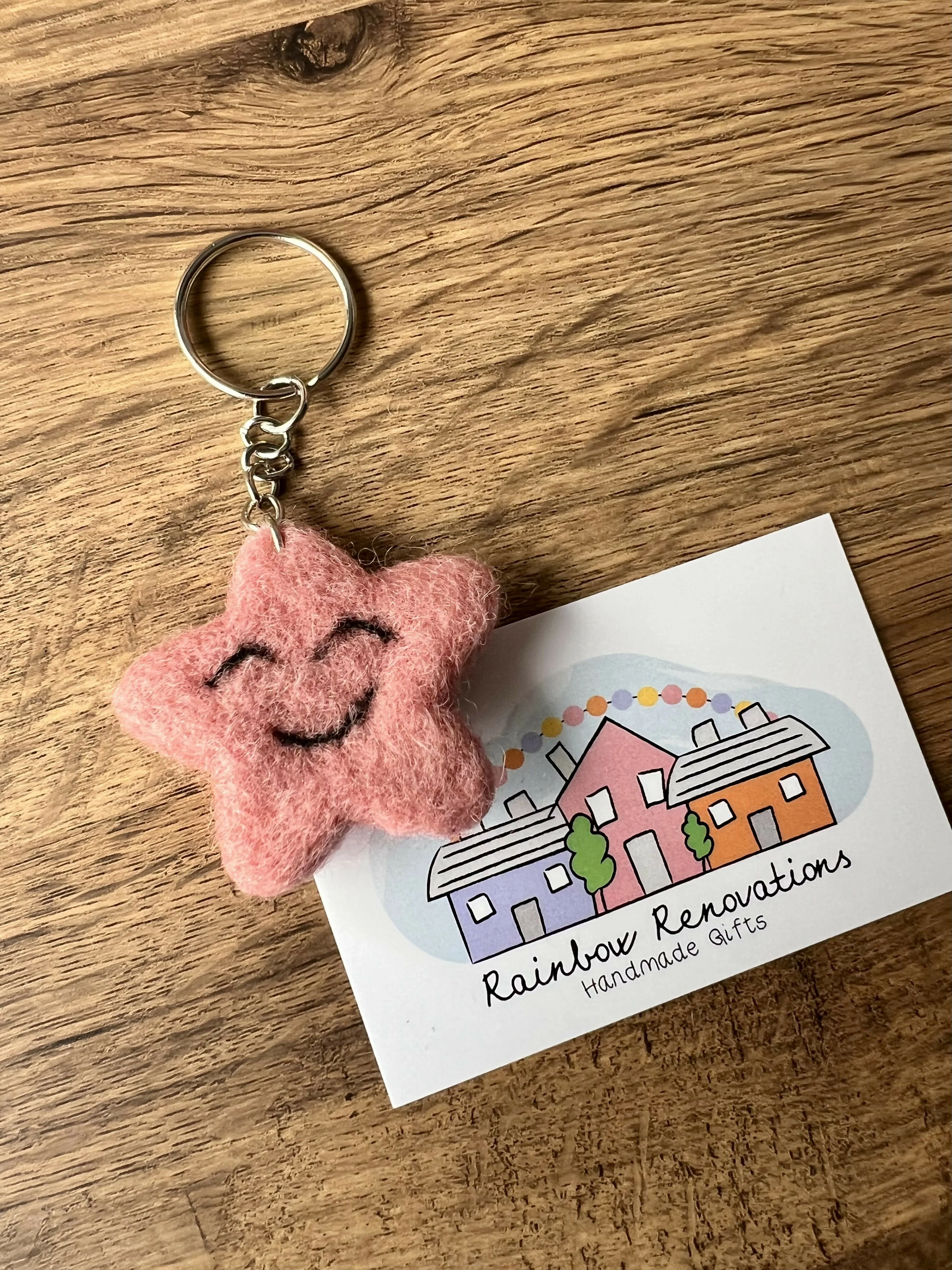 Felted Smiley Star Keyring - Image 5