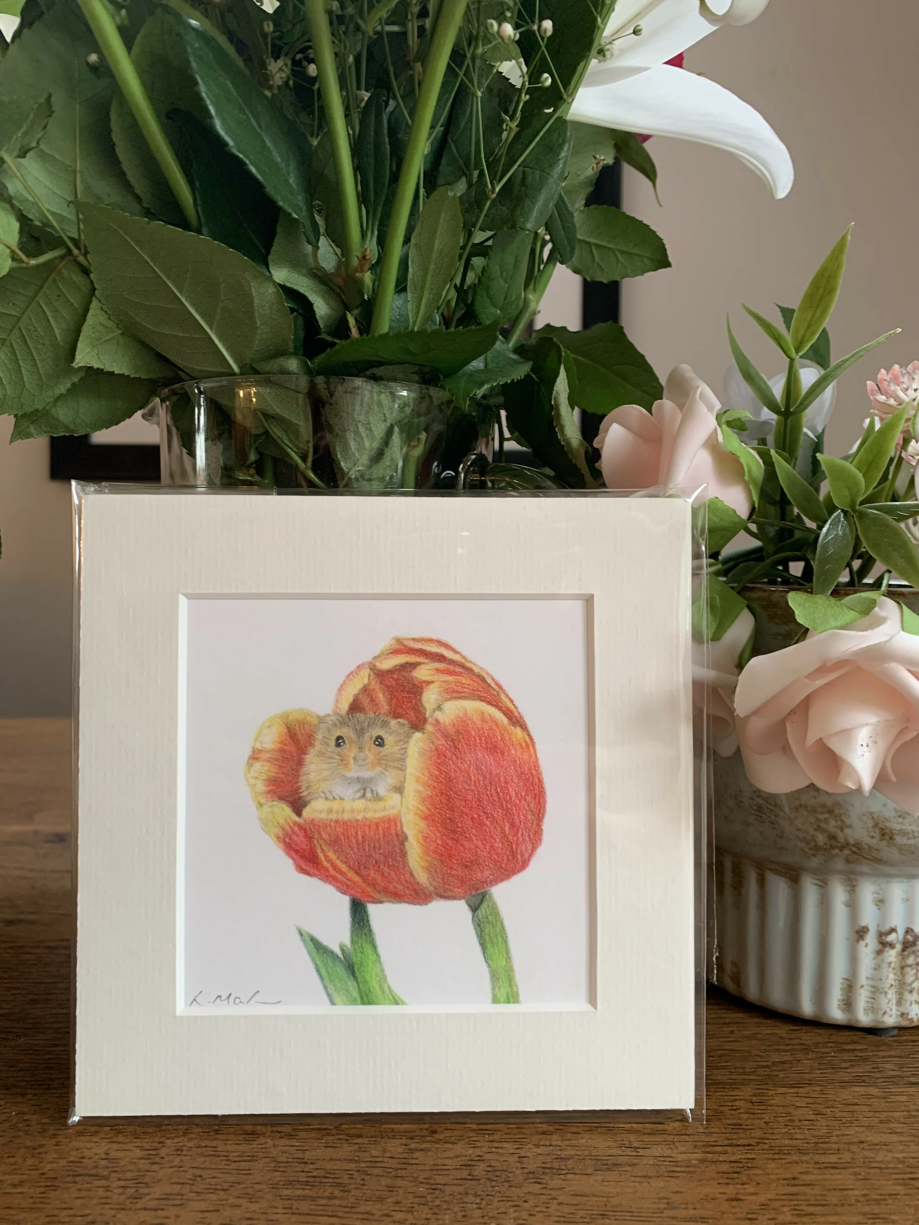 Fine Art Giclée Print of a Harvest Mouse in a Tulip. Framed or Unframed. - Image 3