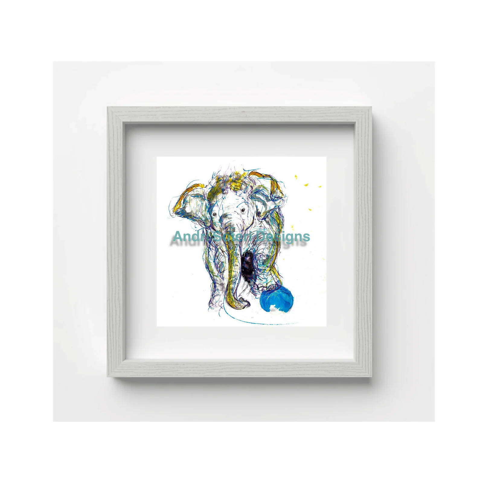 FINE ART PRINT OF BABY ELEPHANT WITH BALL, PART OF THE 'LITTLE MINI TREASURE' ART COLLECTION - Image 2