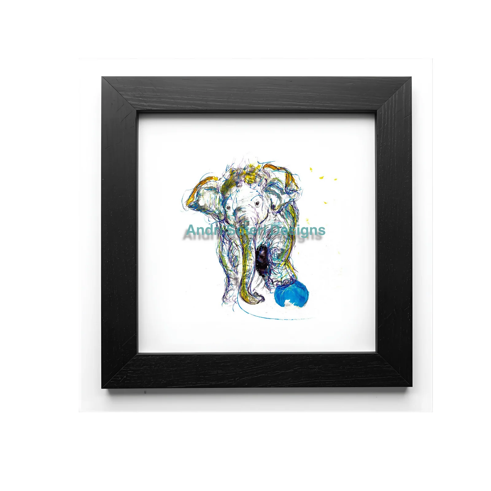 FINE ART PRINT OF BABY ELEPHANT WITH BALL, PART OF THE 'LITTLE MINI TREASURE' ART COLLECTION - Image 3