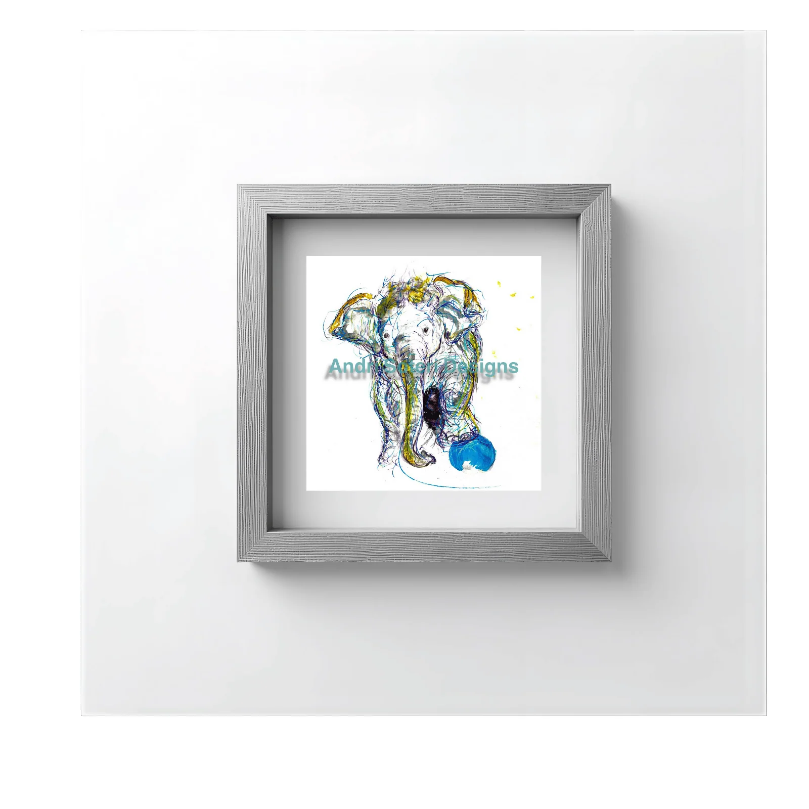 FINE ART PRINT OF BABY ELEPHANT WITH BALL, PART OF THE 'LITTLE MINI TREASURE' ART COLLECTION - Image 4