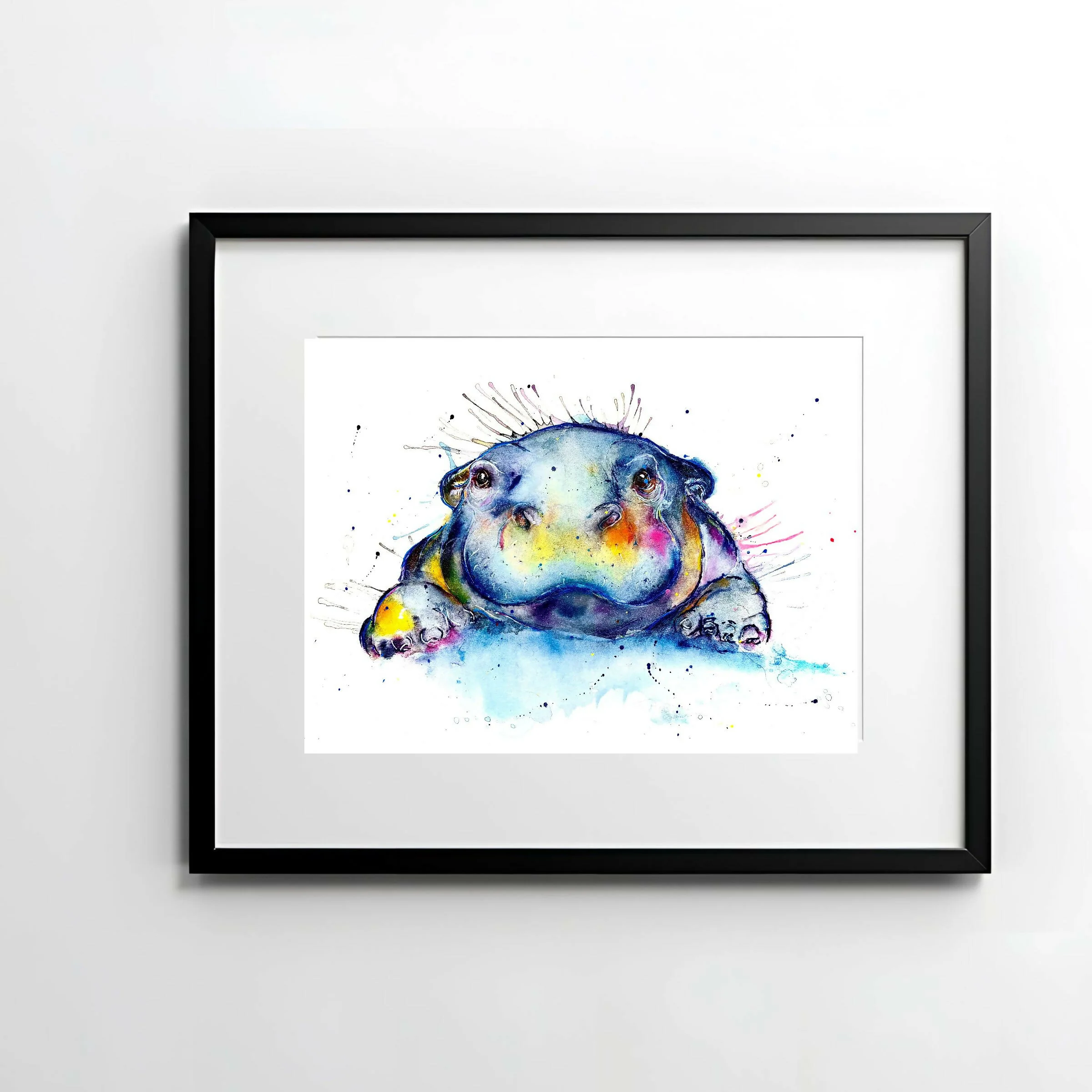 FINE ART PRINT OF HUMPHREY THE HIPPO - 'ANIMAL ART COLLECTION' - Image 2