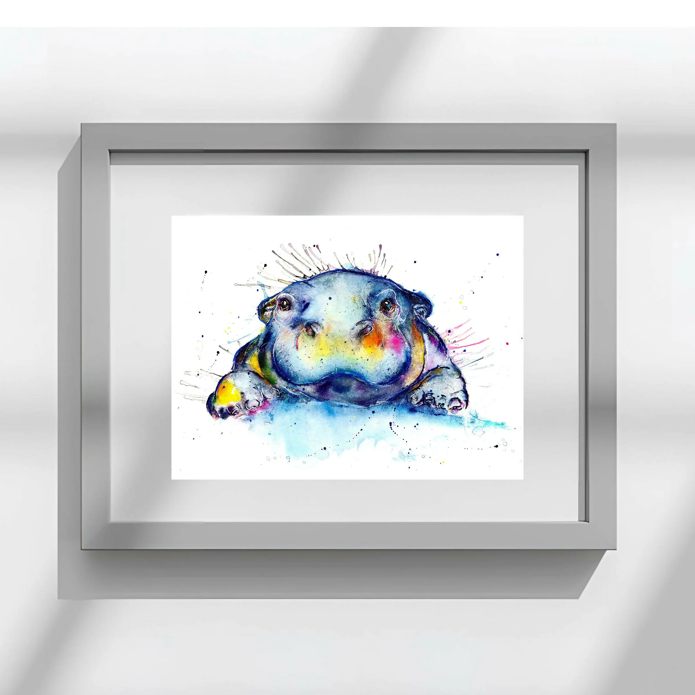 FINE ART PRINT OF HUMPHREY THE HIPPO - 'ANIMAL ART COLLECTION' - Image 3