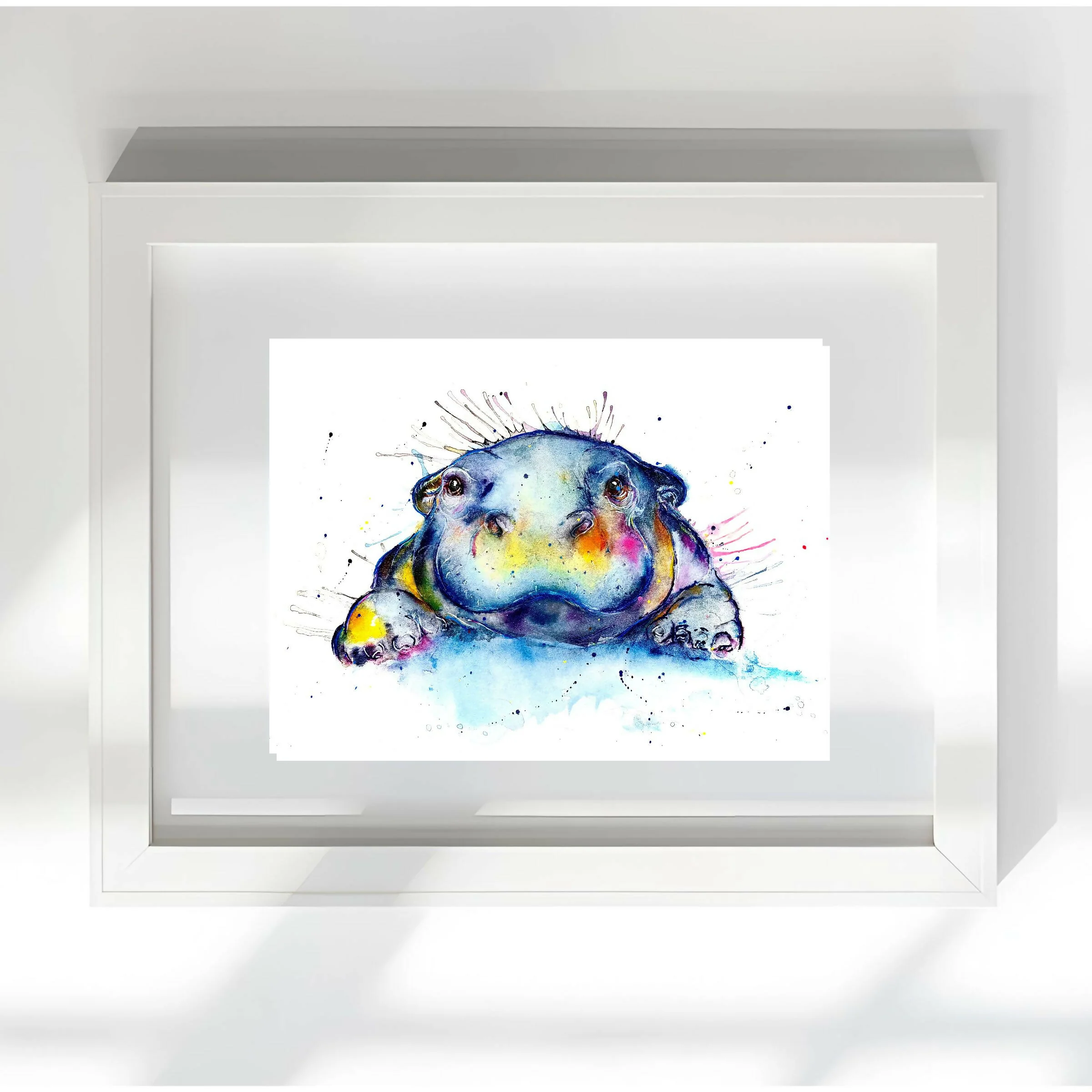 FINE ART PRINT OF HUMPHREY THE HIPPO - 'ANIMAL ART COLLECTION' - Image 4