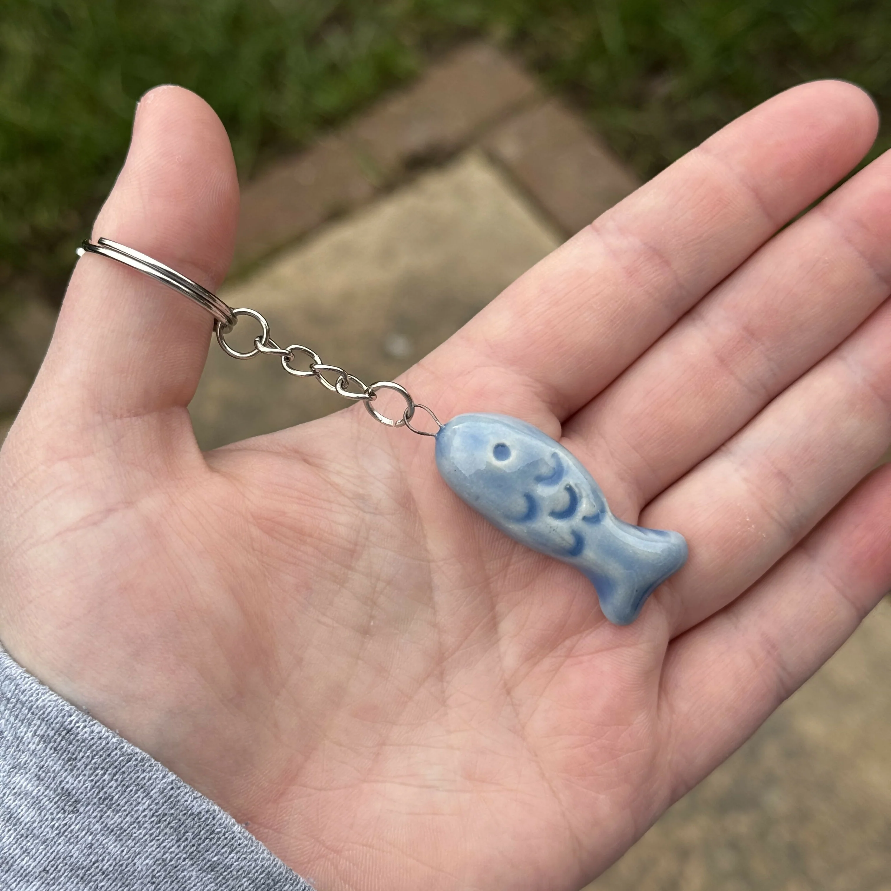Fish Keyring, Handmade Ceramic Trinket - Image 2