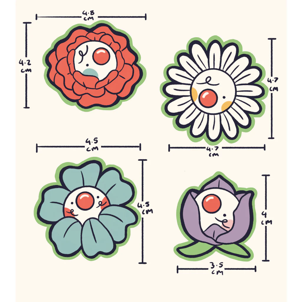 'Flower Clowns' Sticker Sheet - Image 2