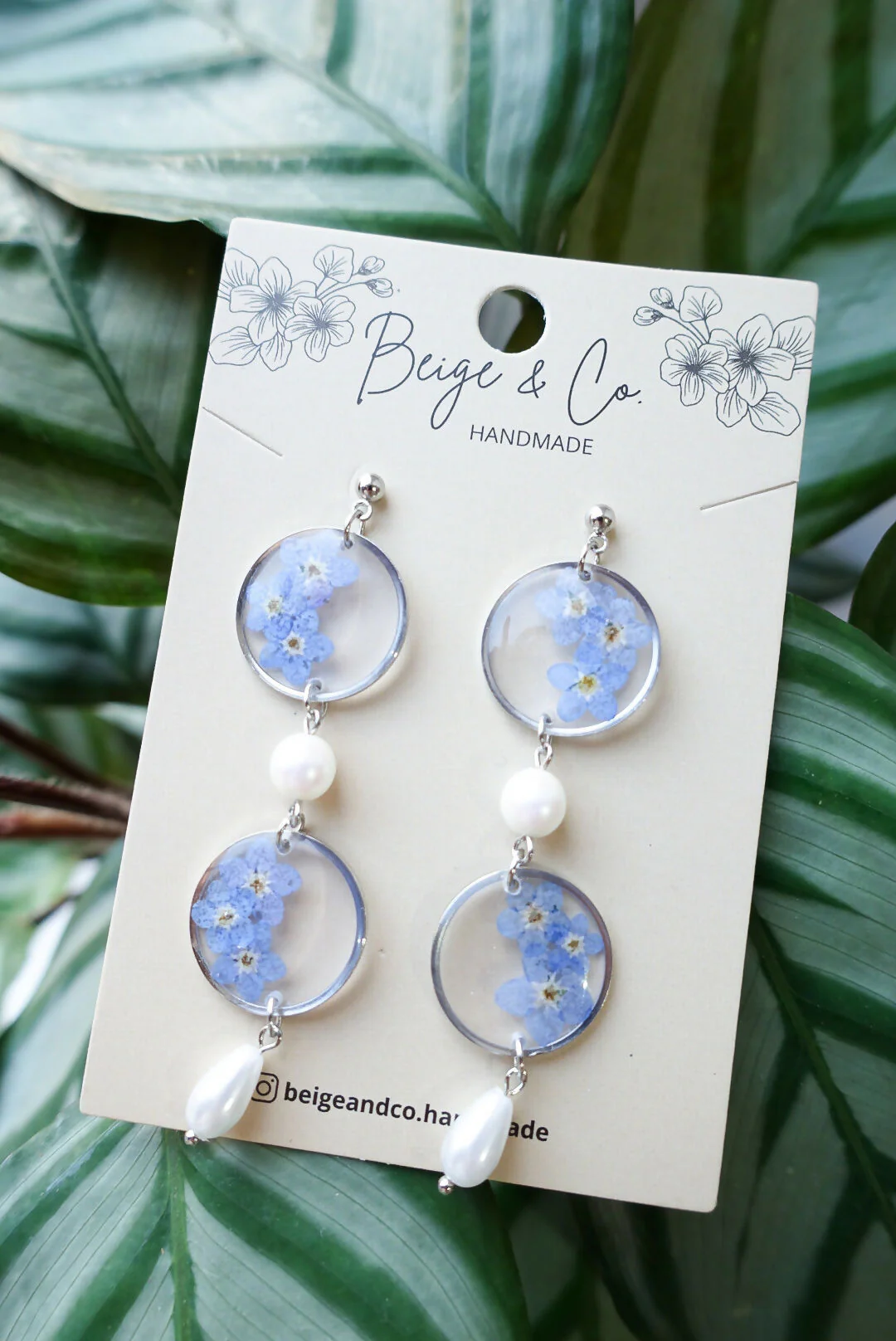 Forget Me Not Drop Pressed Flower Earrings - Image 2