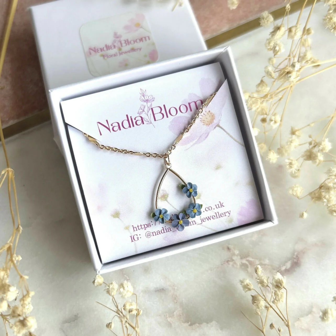 Forget-Me-Not Flowers Necklace - Image 4