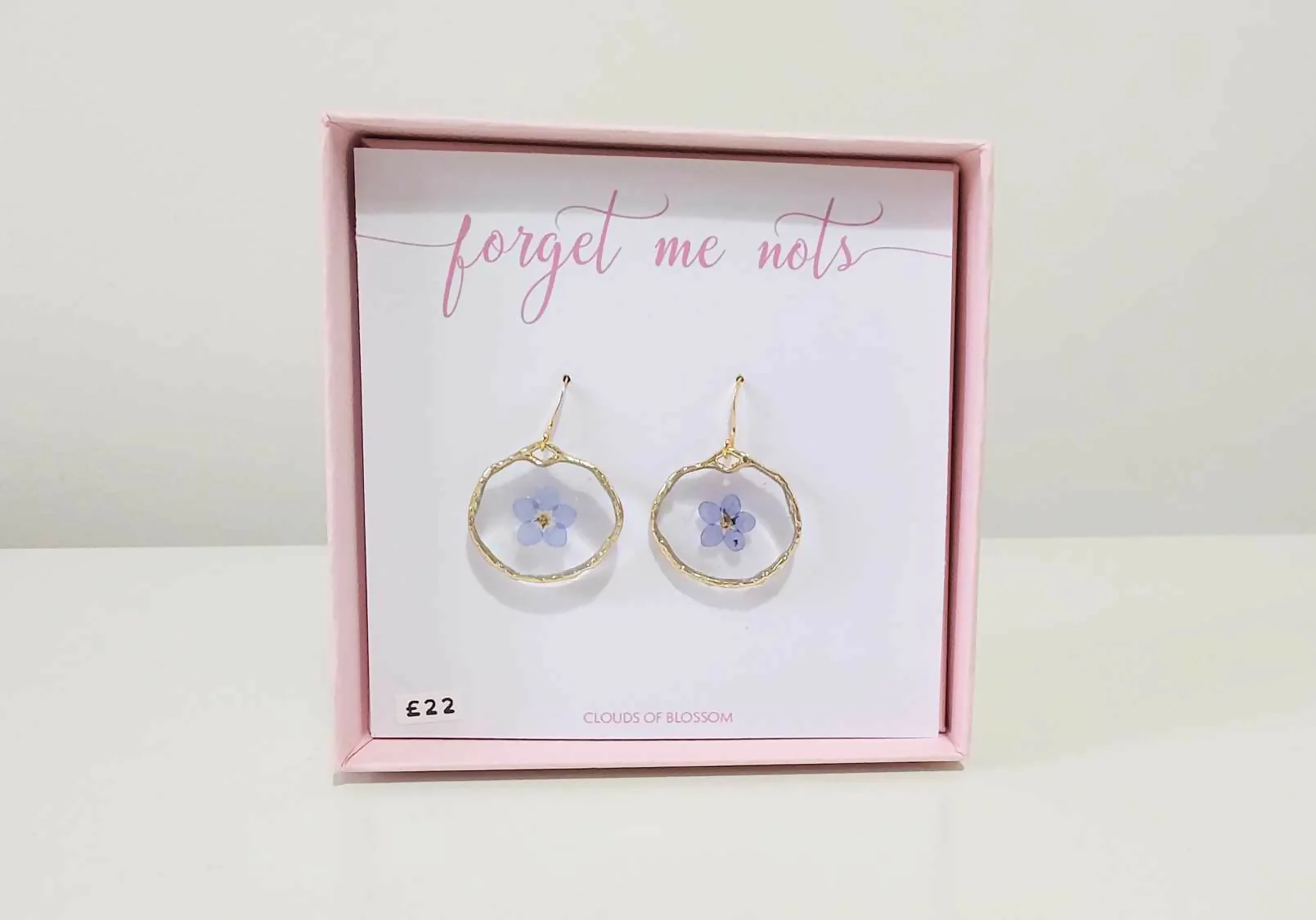 Forget Me Not Gold Plated Hammered Metal Earrings