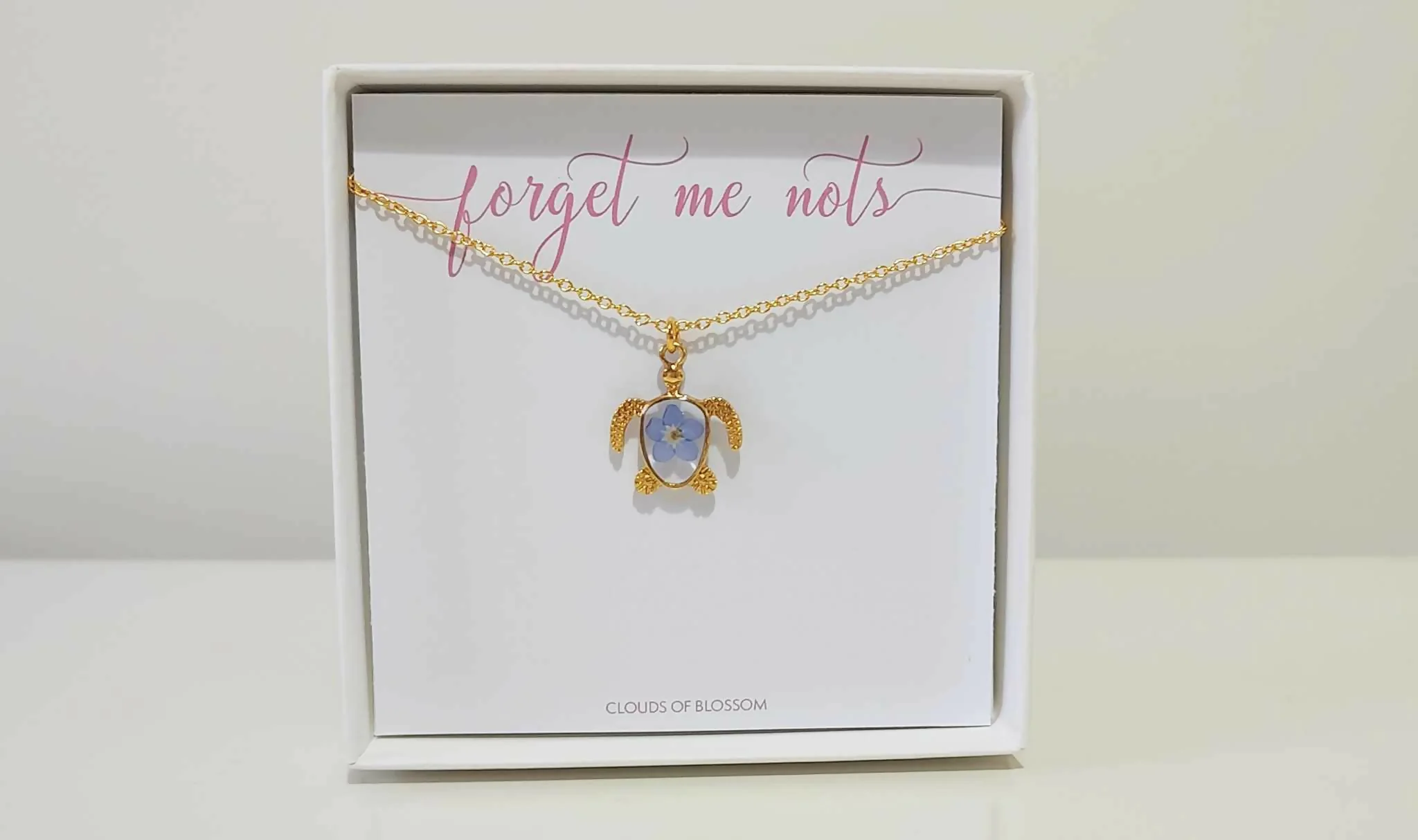 Forget Me Not Gold Plated Turtle Necklace