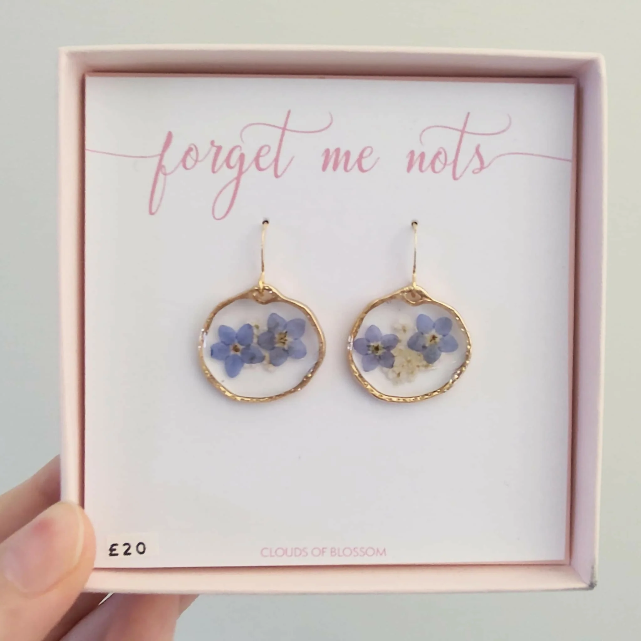 Forget Me Not Hammered Earrings Gold Plated