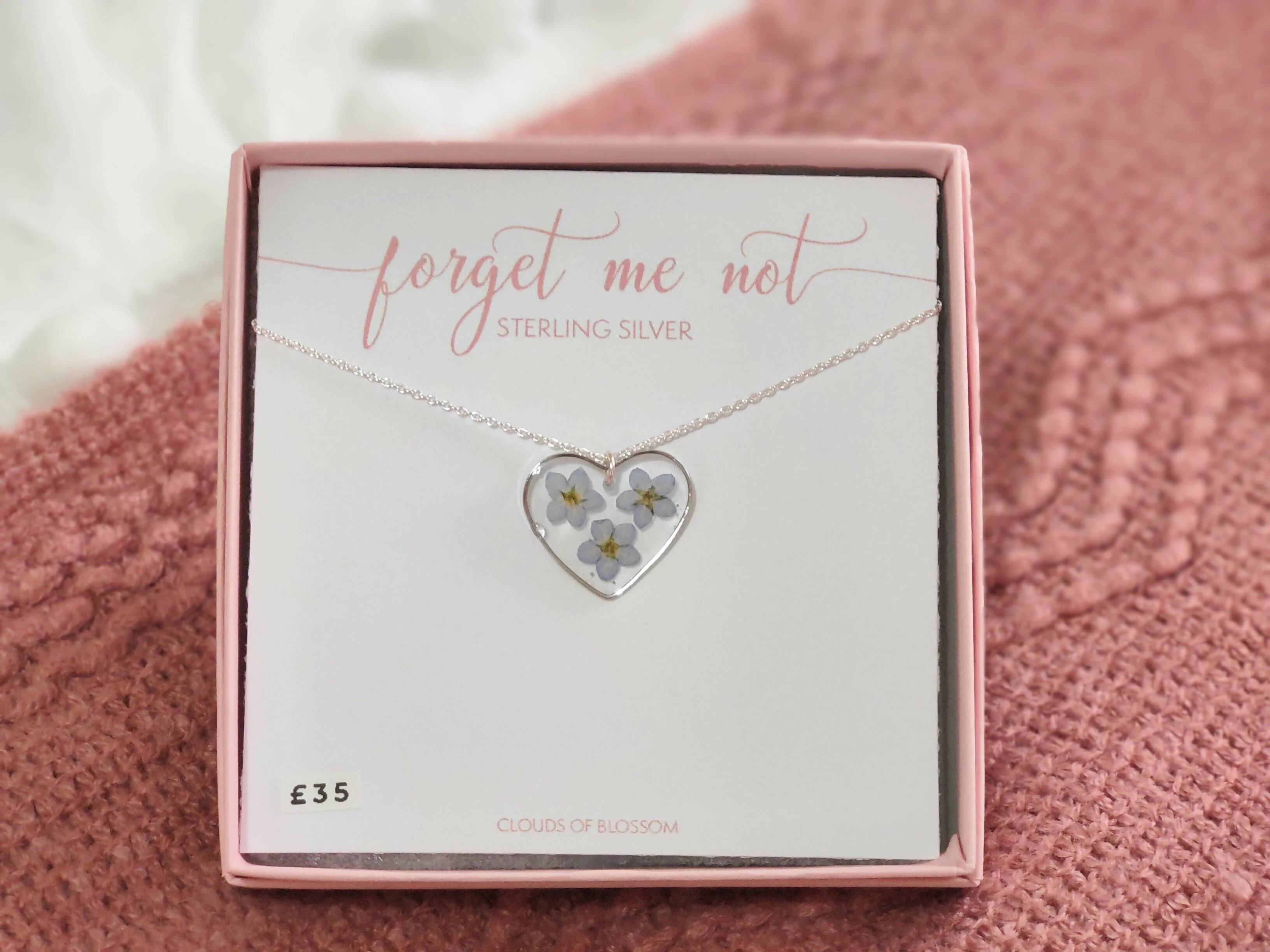 Forget Me Not Heart Necklace Sterling Silver - Image 2