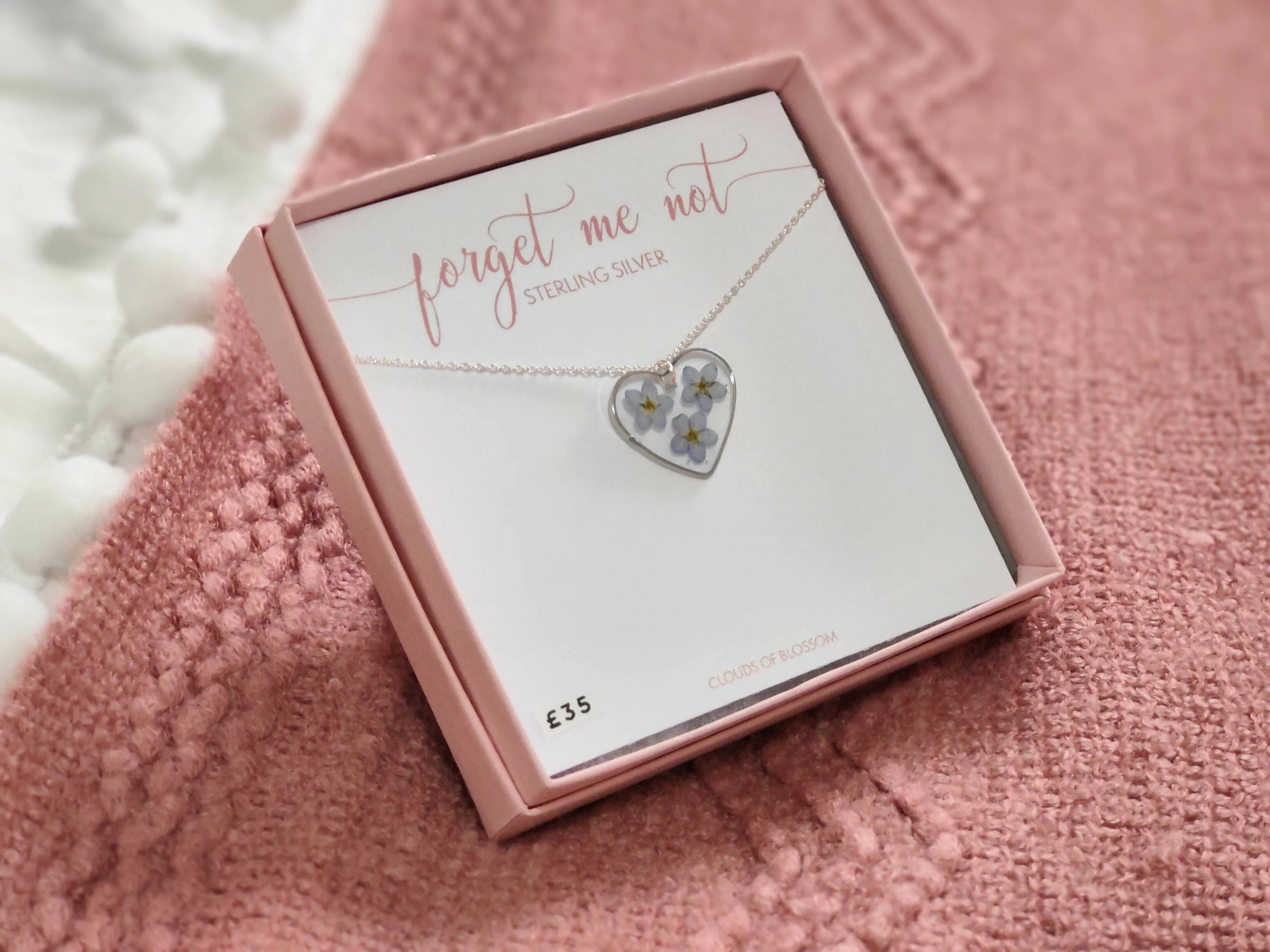 Forget Me Not Heart Necklace Sterling Silver - Image 5