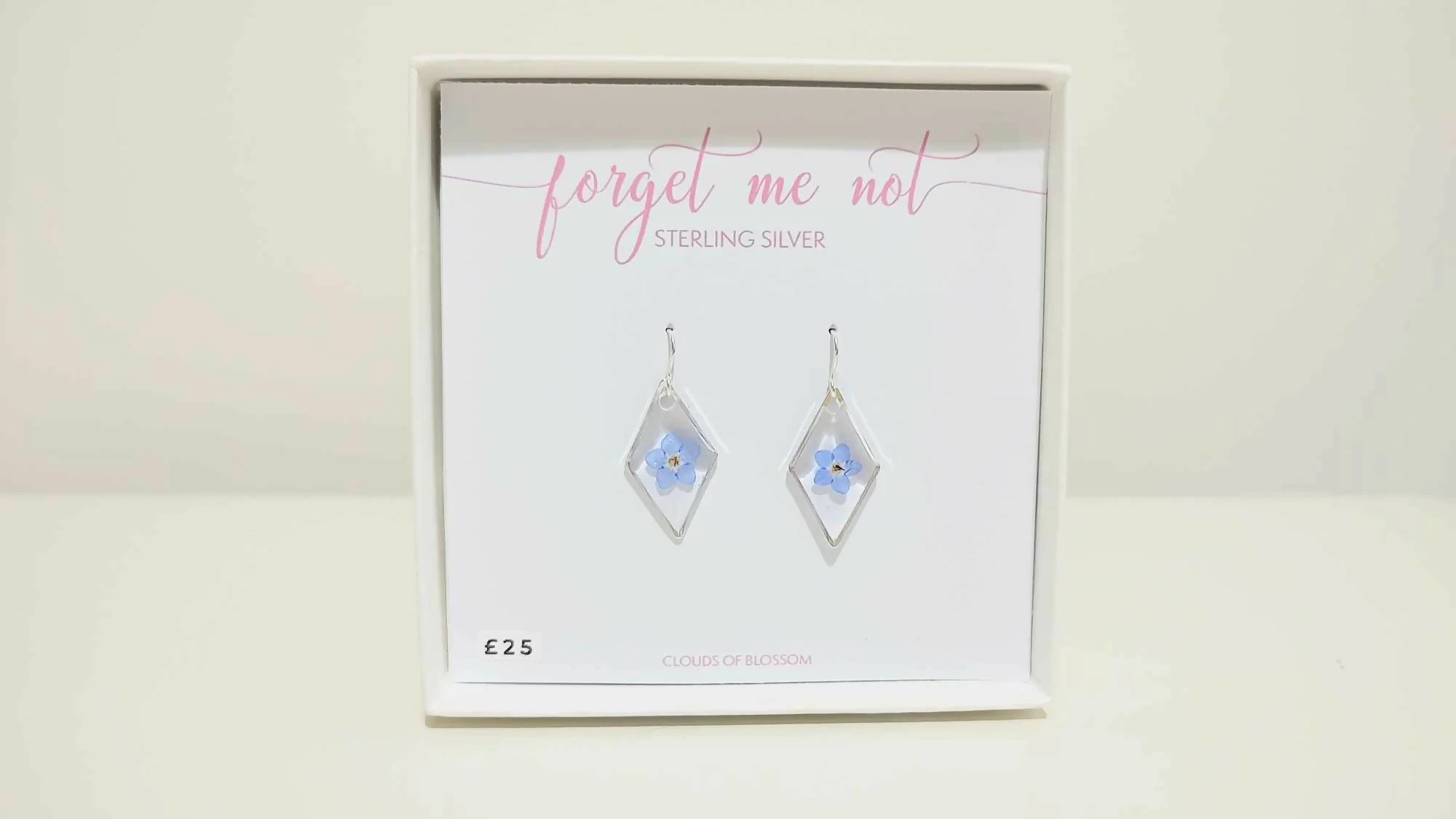Forget Me Not Sterling Silver Diamond Earrings