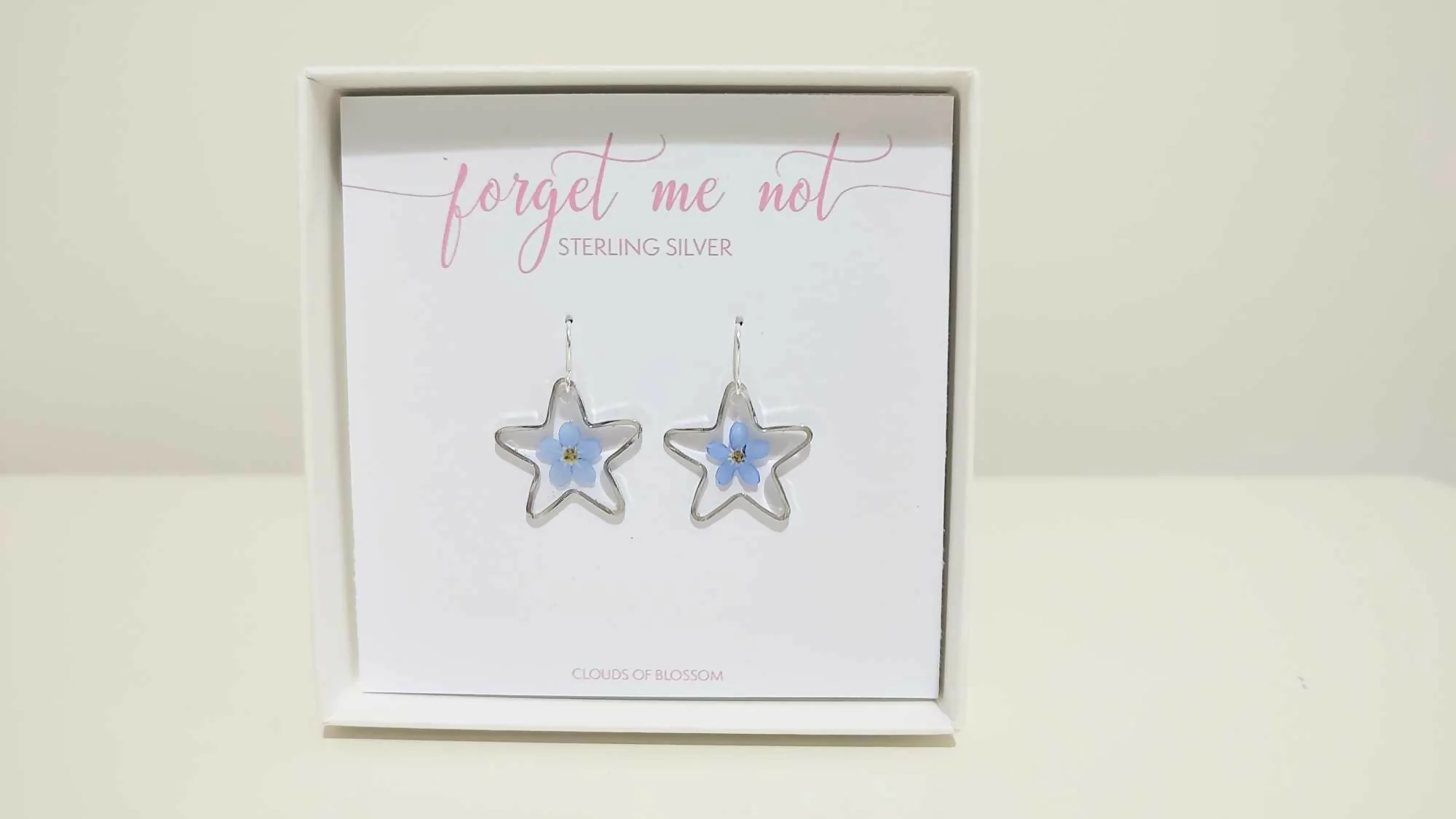 Forget Me Not Sterling Silver Star Earrings