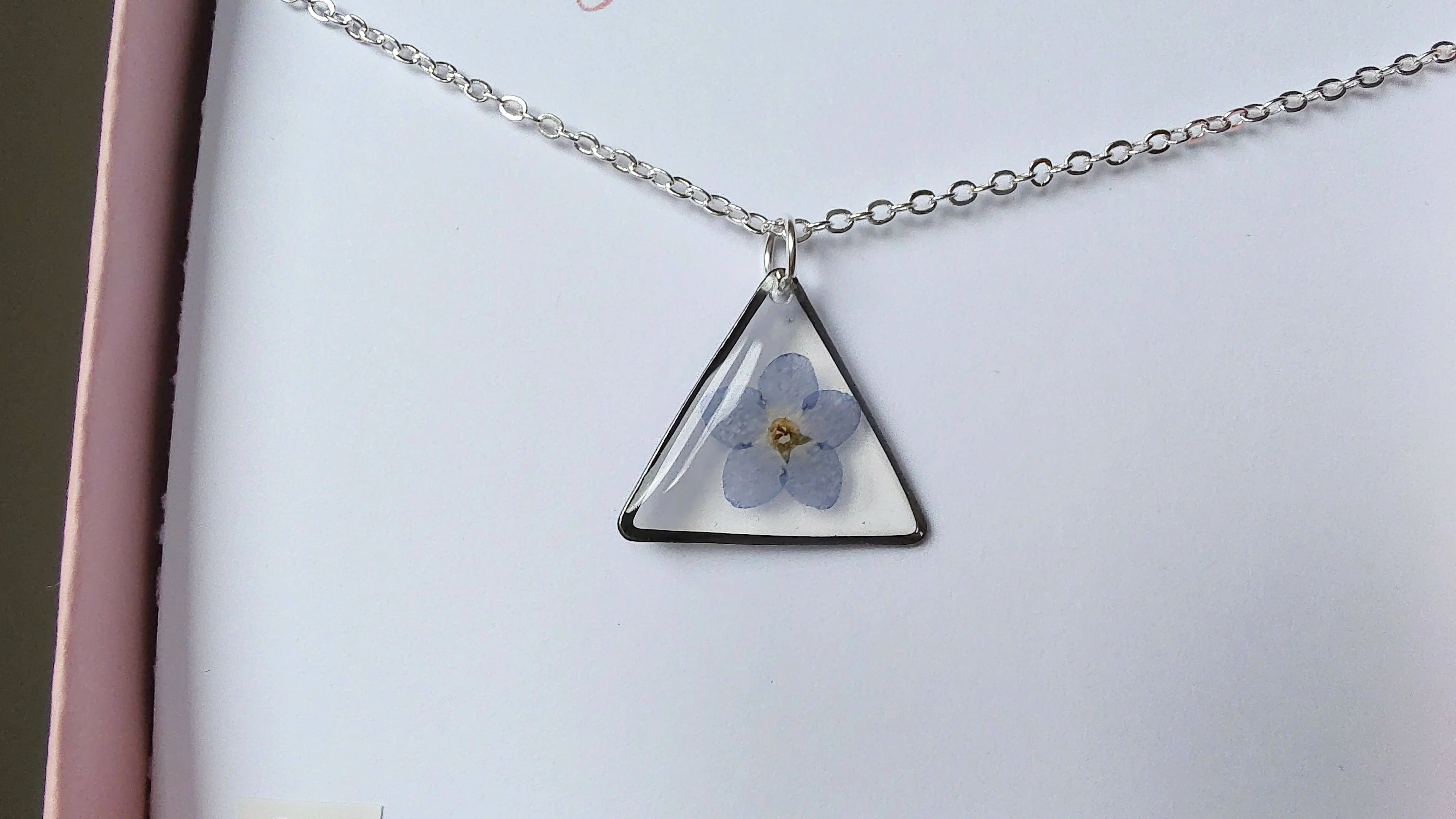 Forget Me Not Triangle Necklace Silver Plated - Image 2