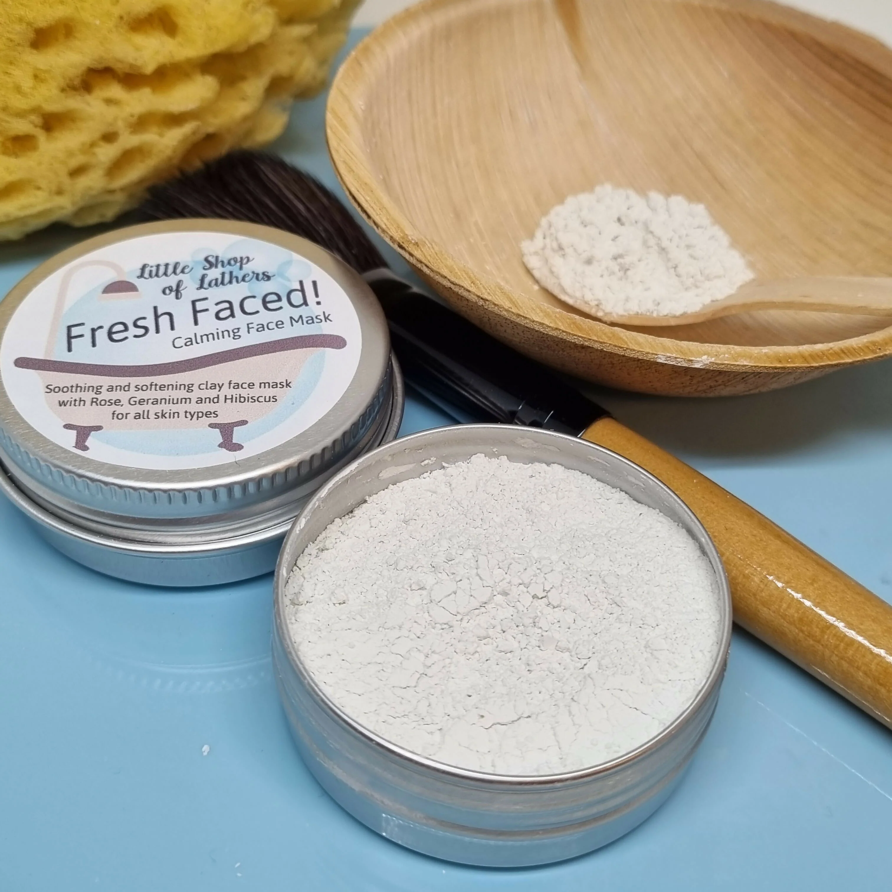 French Clay Exfoliating Rose Essential Oil Face Mask with Hibiscus Powder - Calming - Image 4