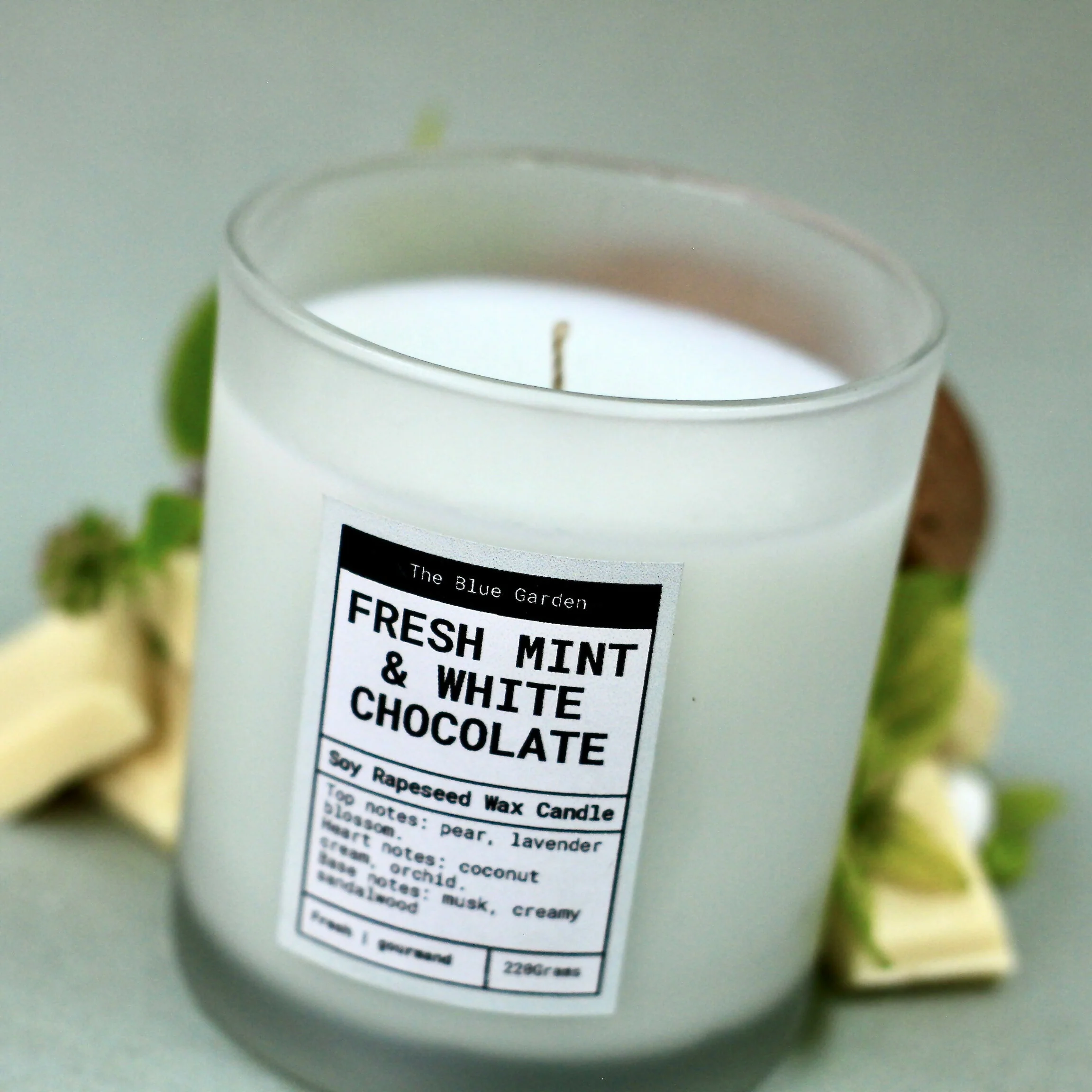 Fresh Mint & White Chocolate | Natural Wax Scented Candle - Image 2