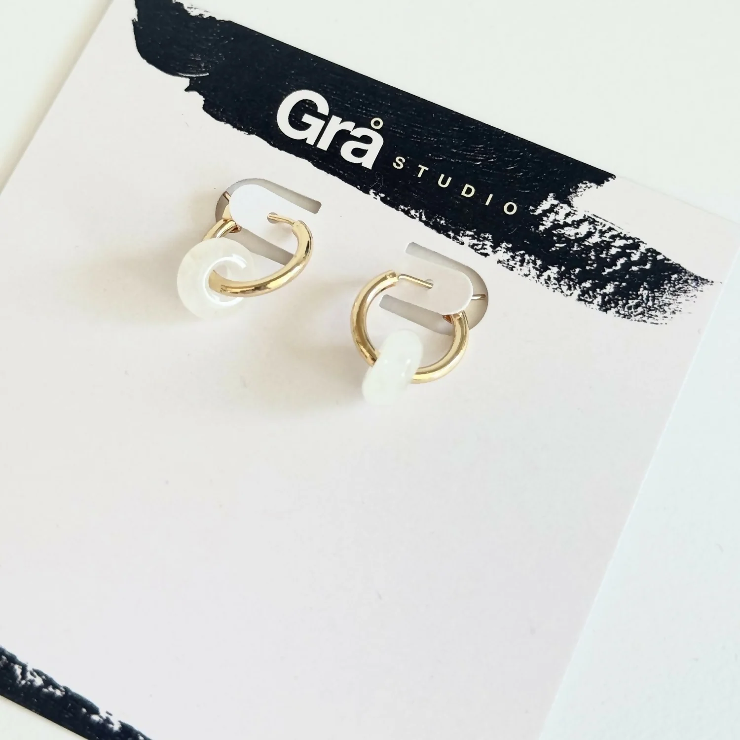 Freja / Gold Hoop / Clear Quartz Charm - Image 2
