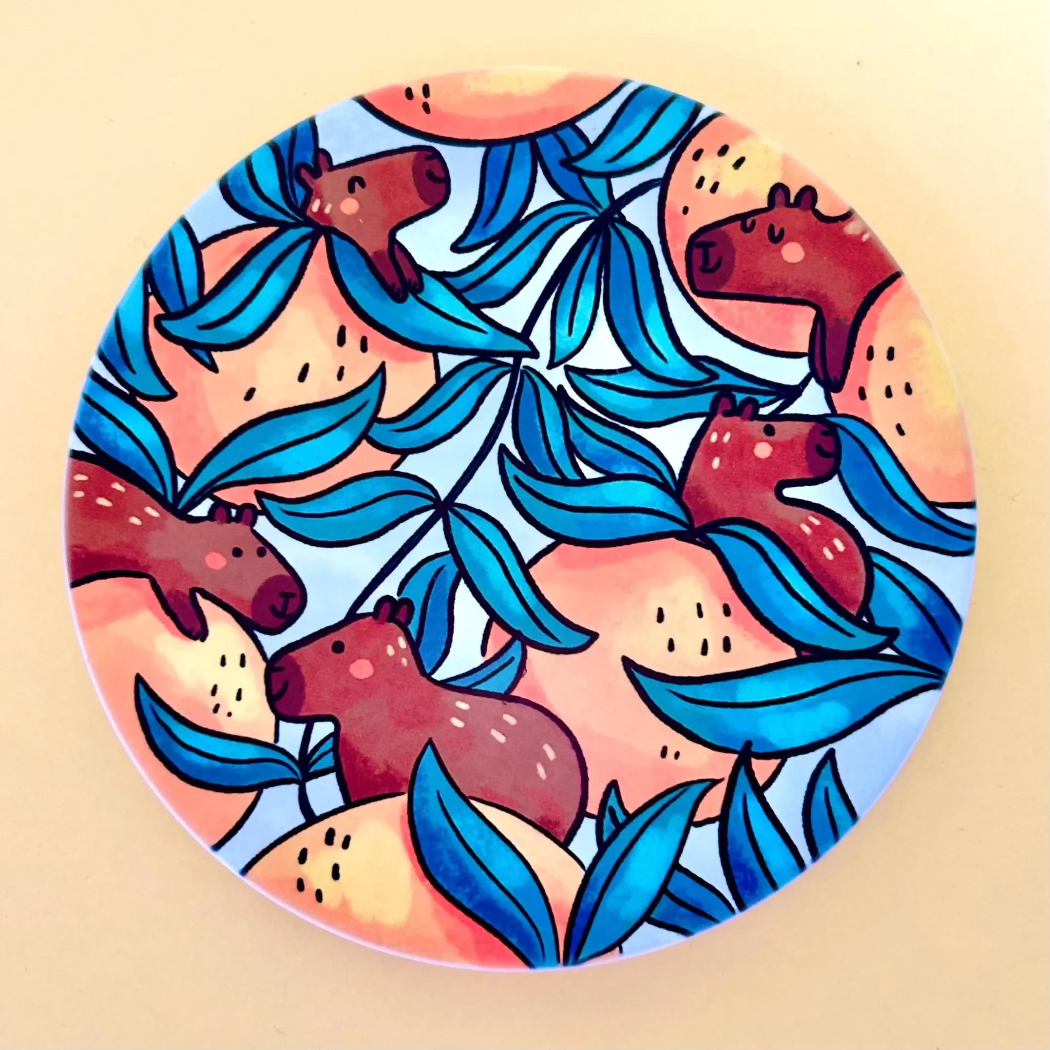 Fruit Animal Ceramic Coaster - Orange Capybara