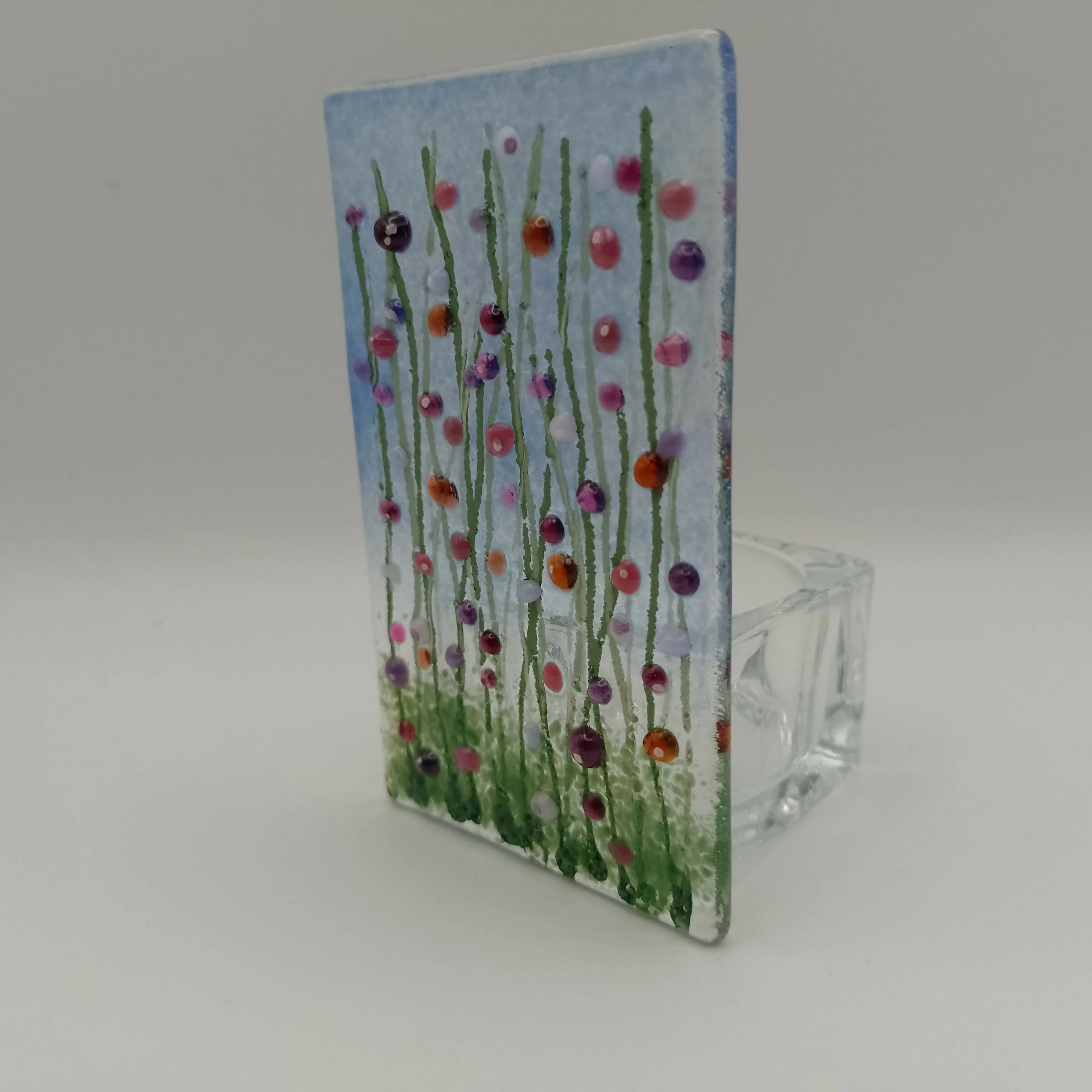 Fused Glass Flower Meadow Tealight - Image 3