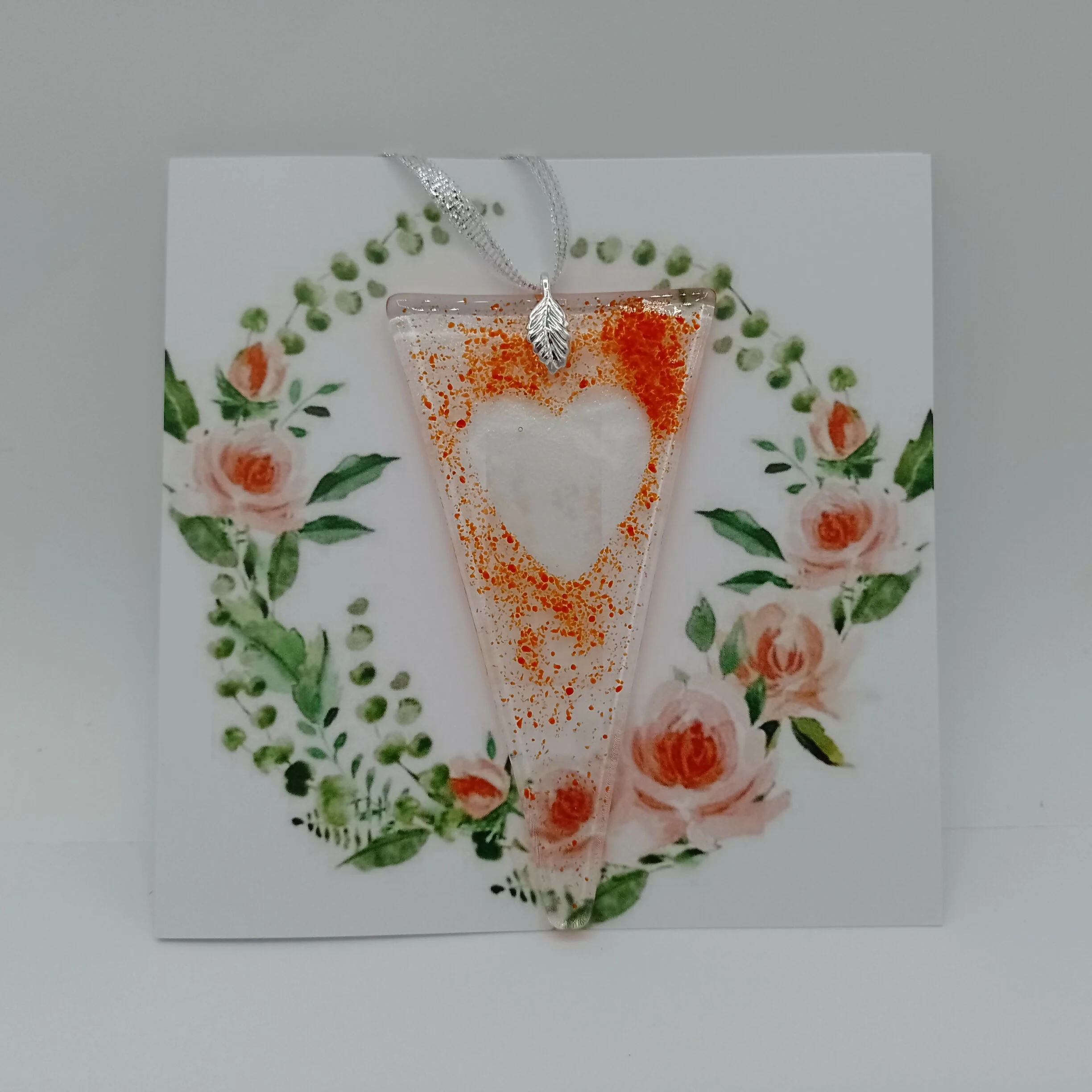 Fused glass heart card