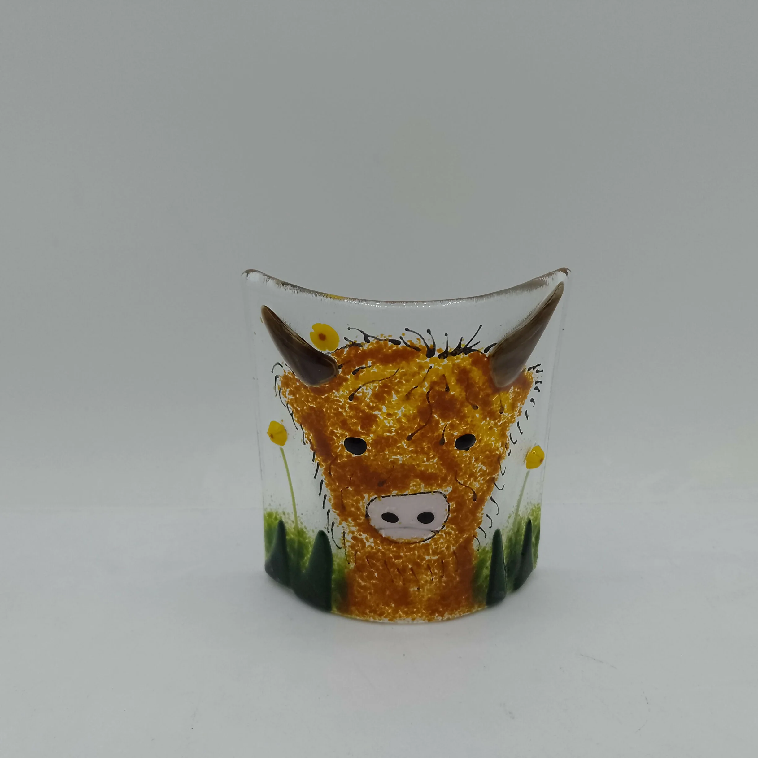 Fused Glass Highland Cow Tealight - Image 2