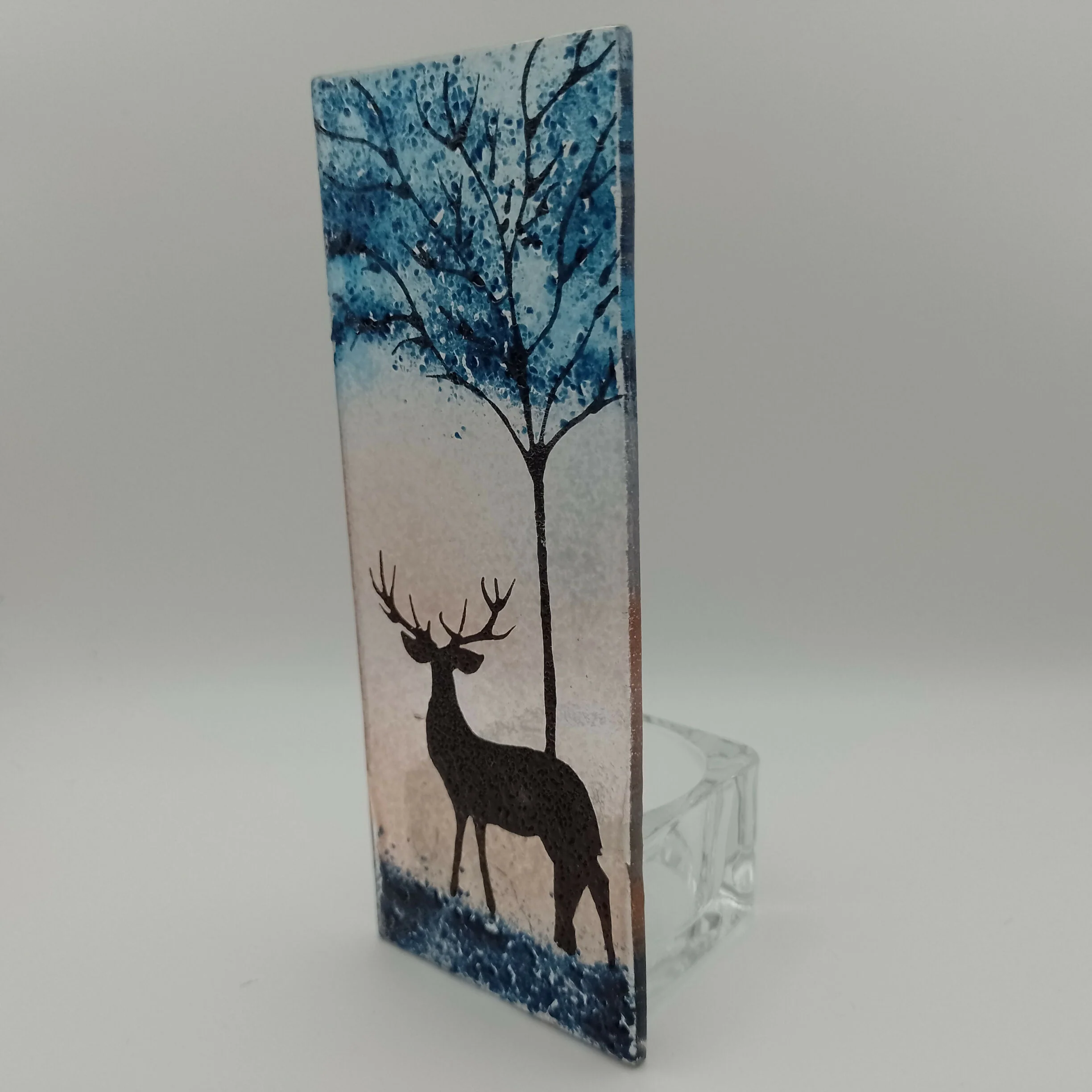 Fused Glass Silhouette Stag Tealight - Image 2