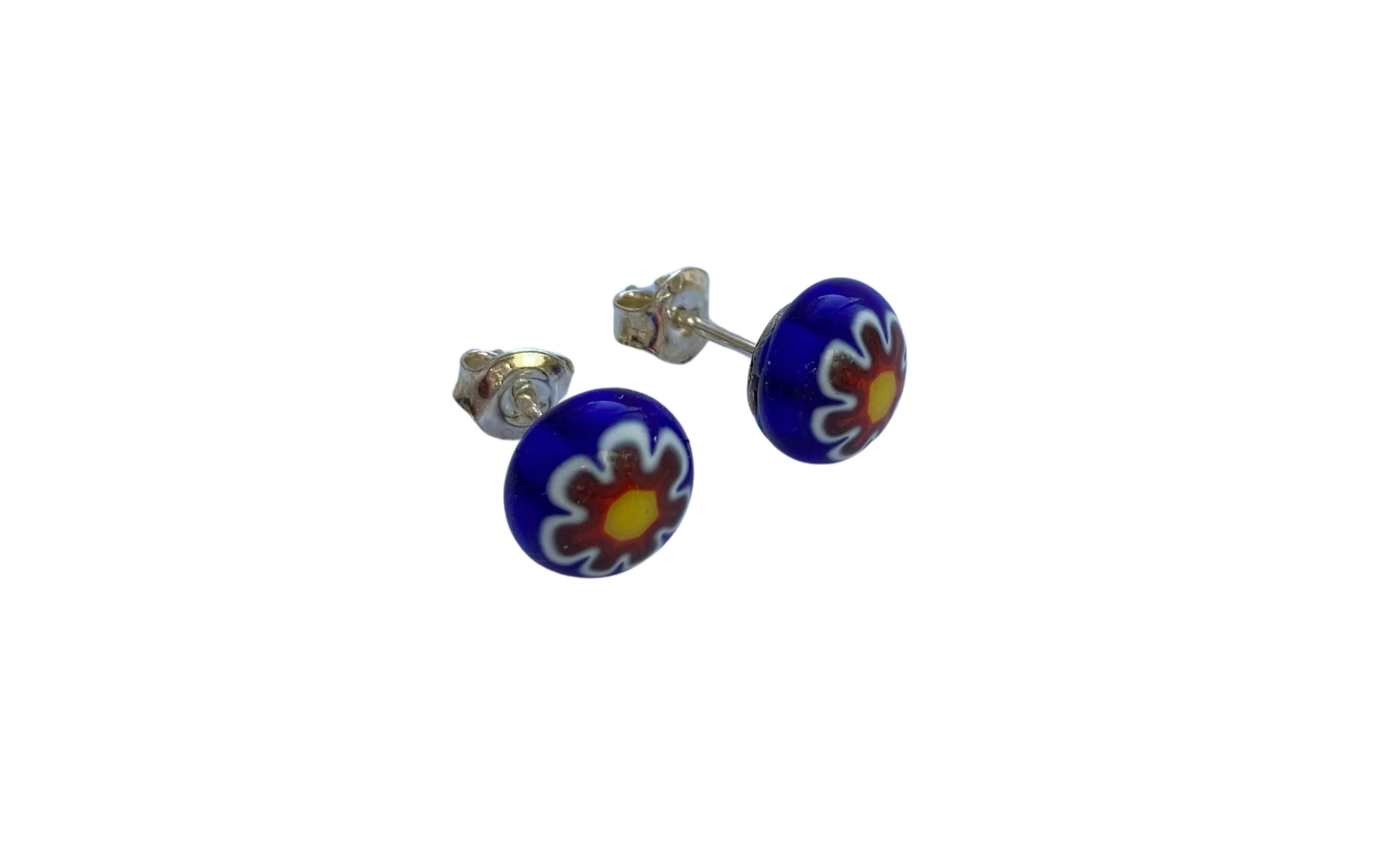 Fused Glass & Silver Flower Studs