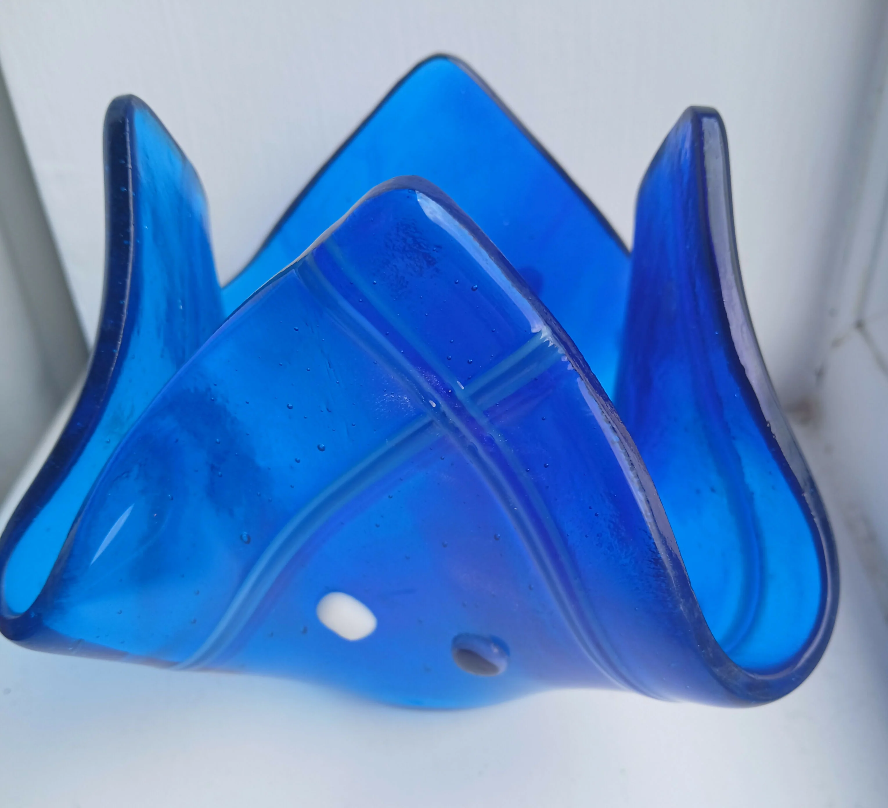Fused Glass Vase in Blue - Image 2