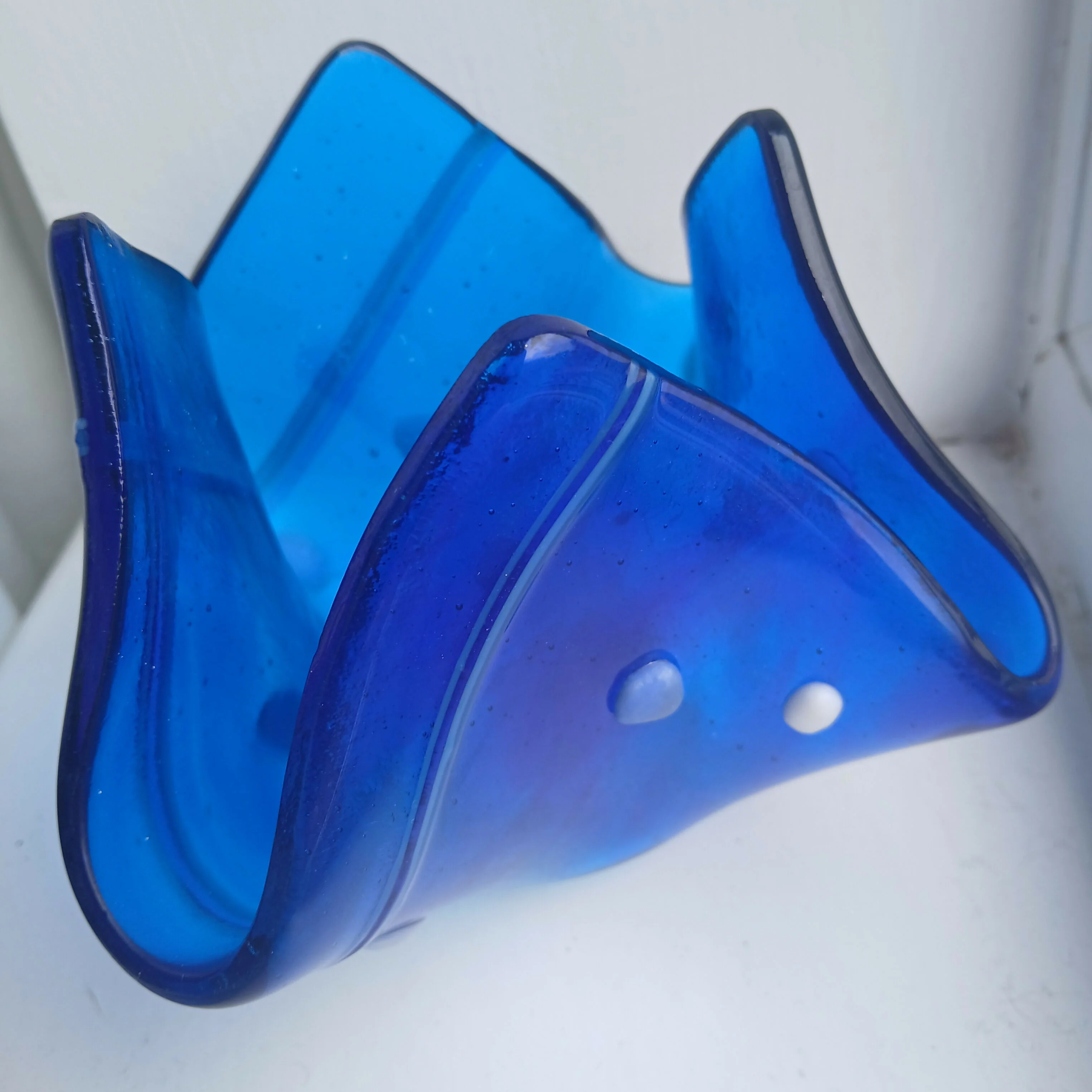 Fused Glass Vase in Blue - Image 3